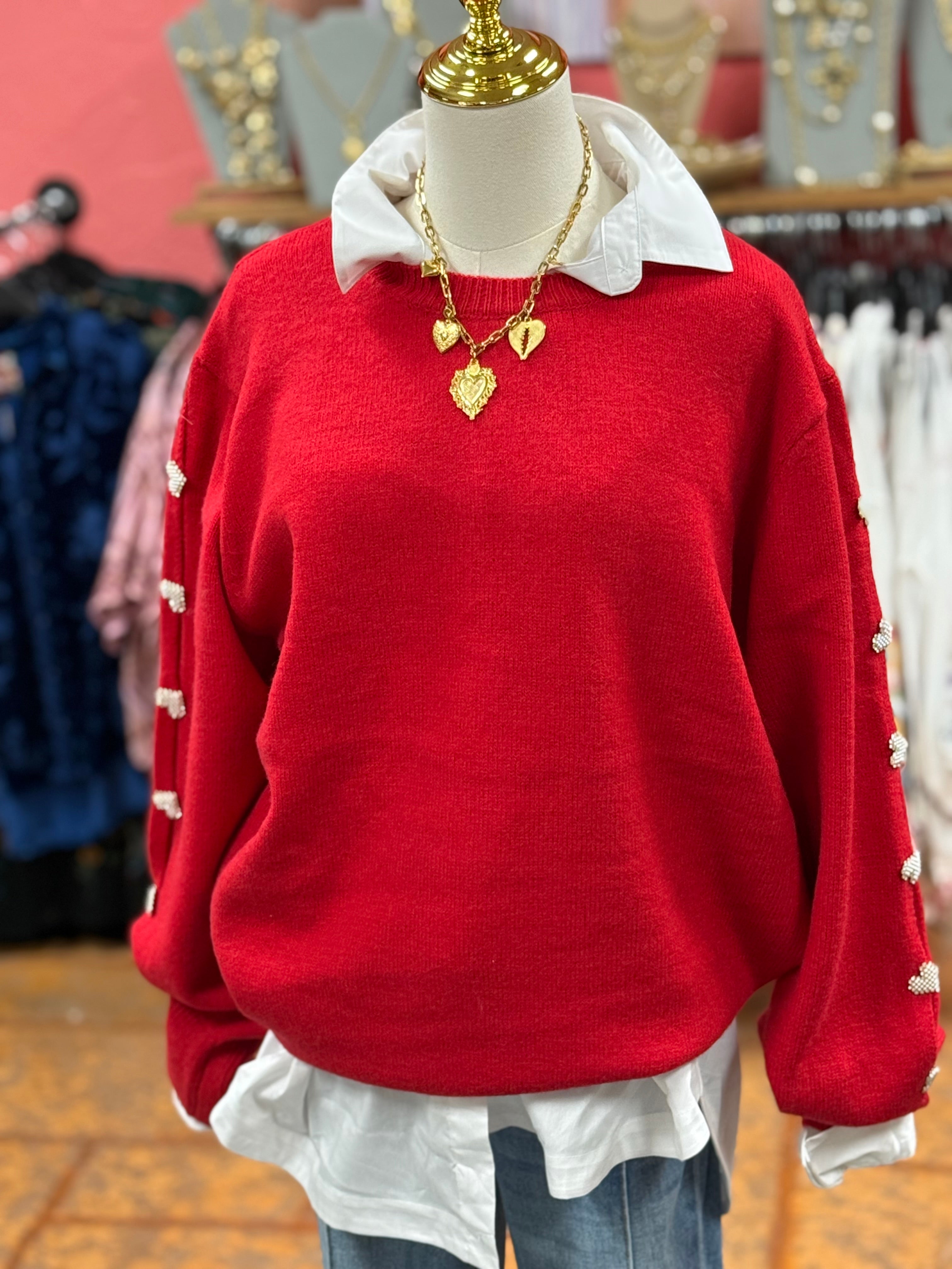 Jeweled Heart Sweater