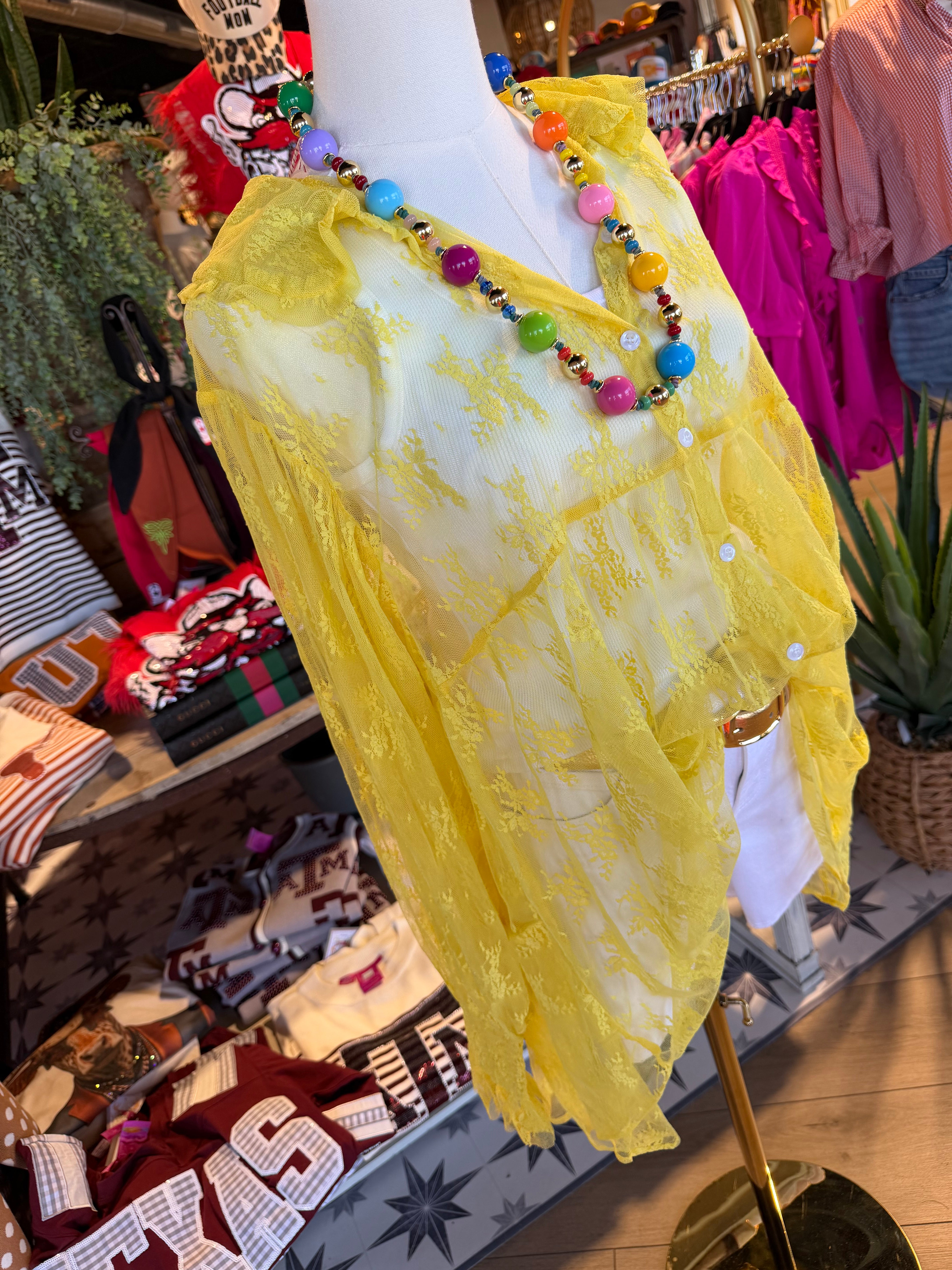 Golden Yellow Lace Top