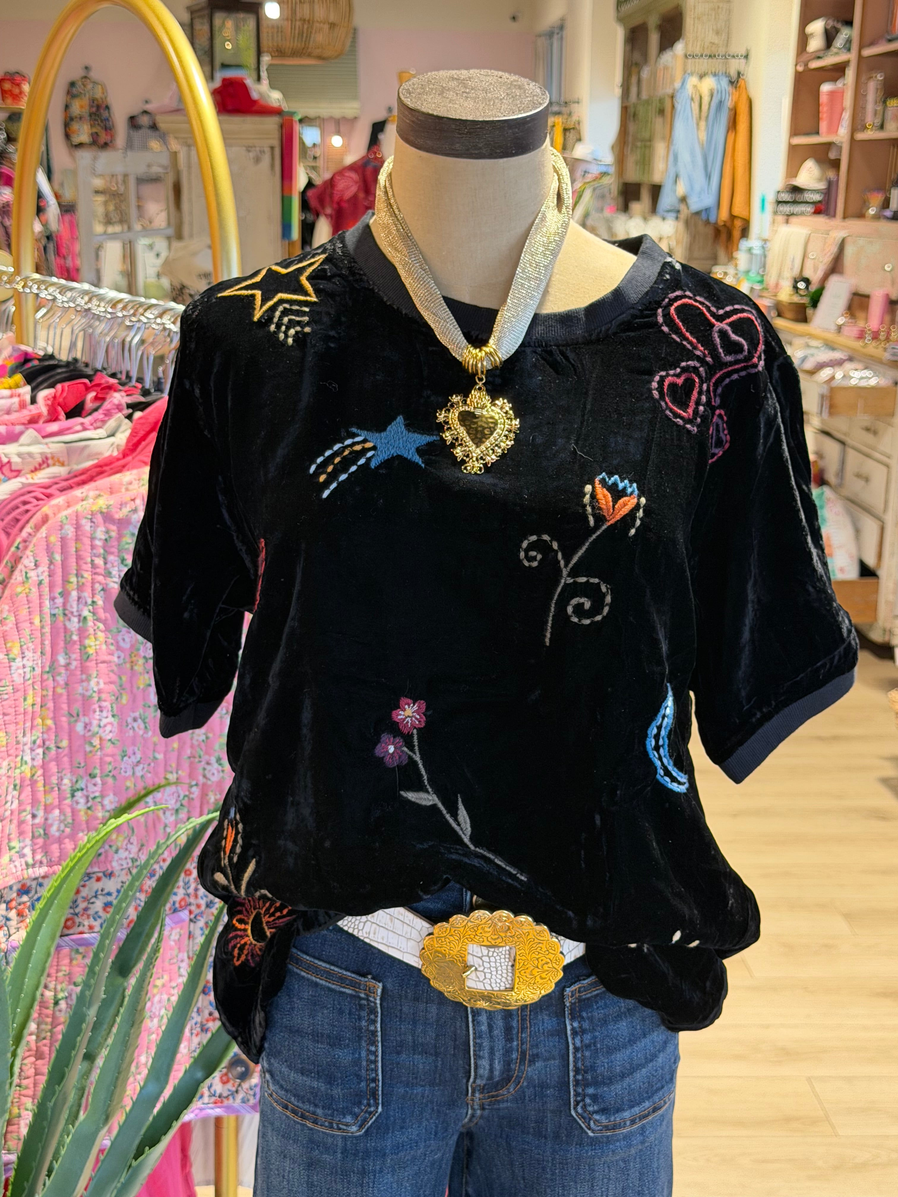 Odine Black Velvet Tee