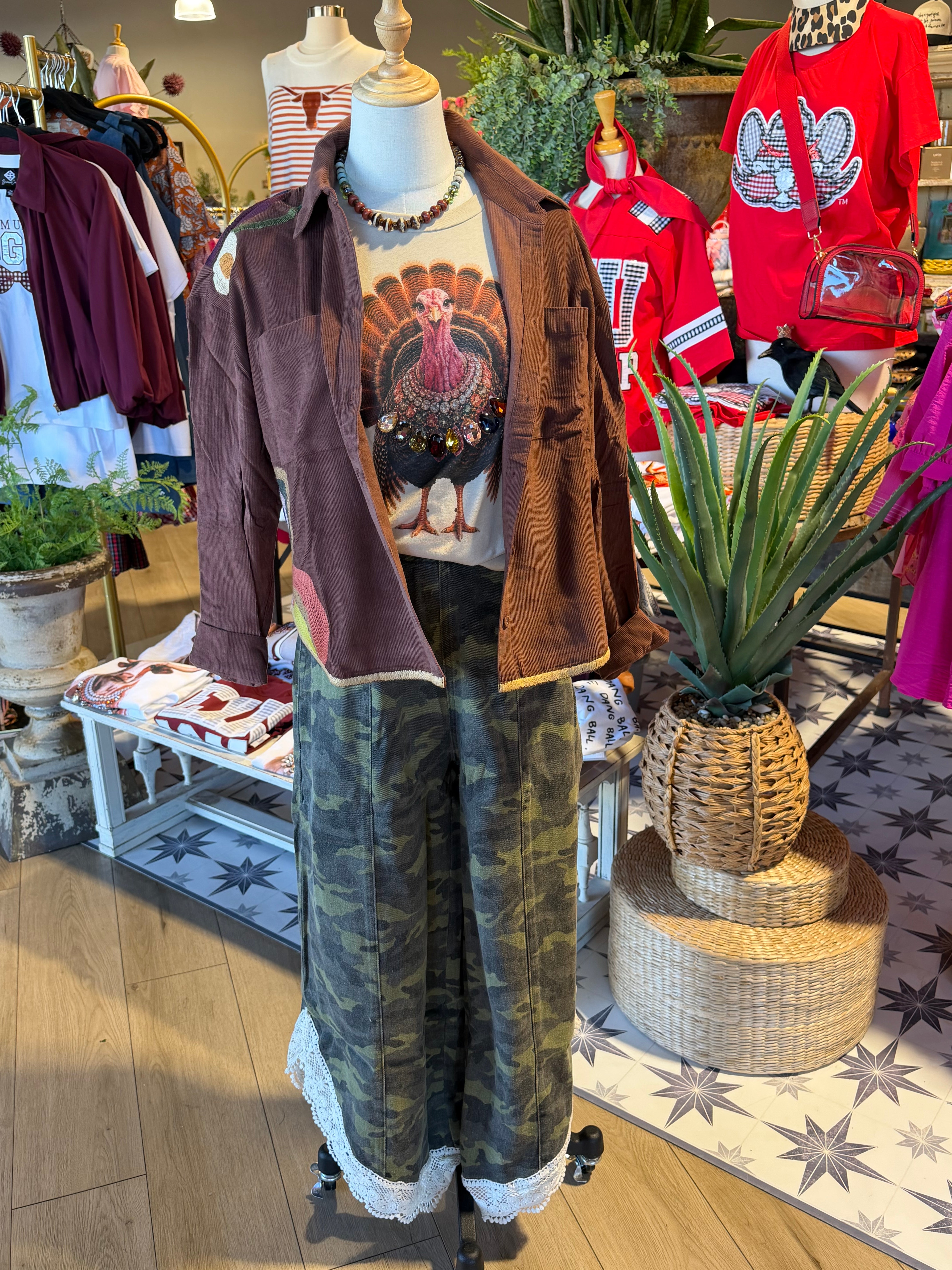 Camo + Lace Pants