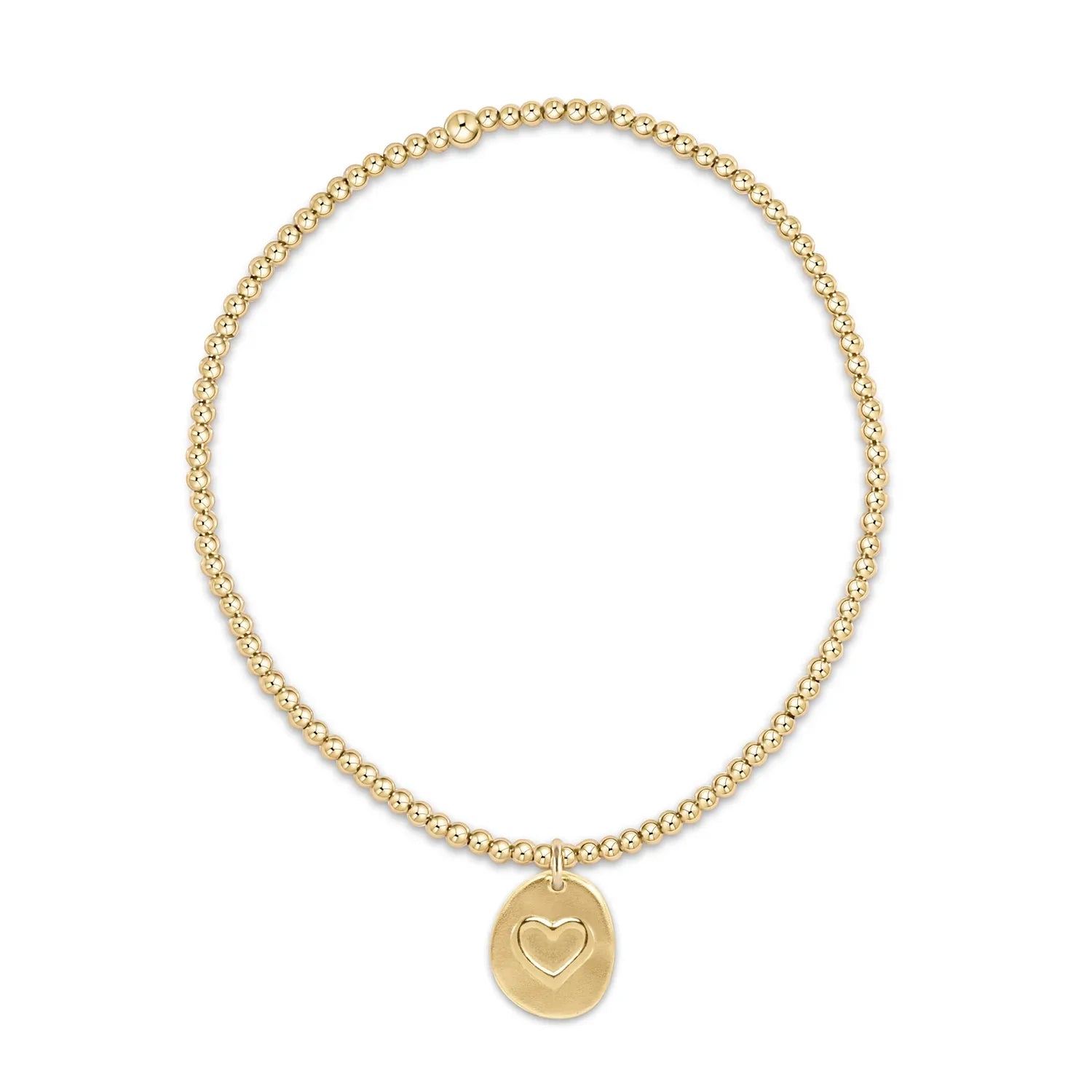 Classic Gold Inspire Love Small Charm 2mm Beaded Bracelet