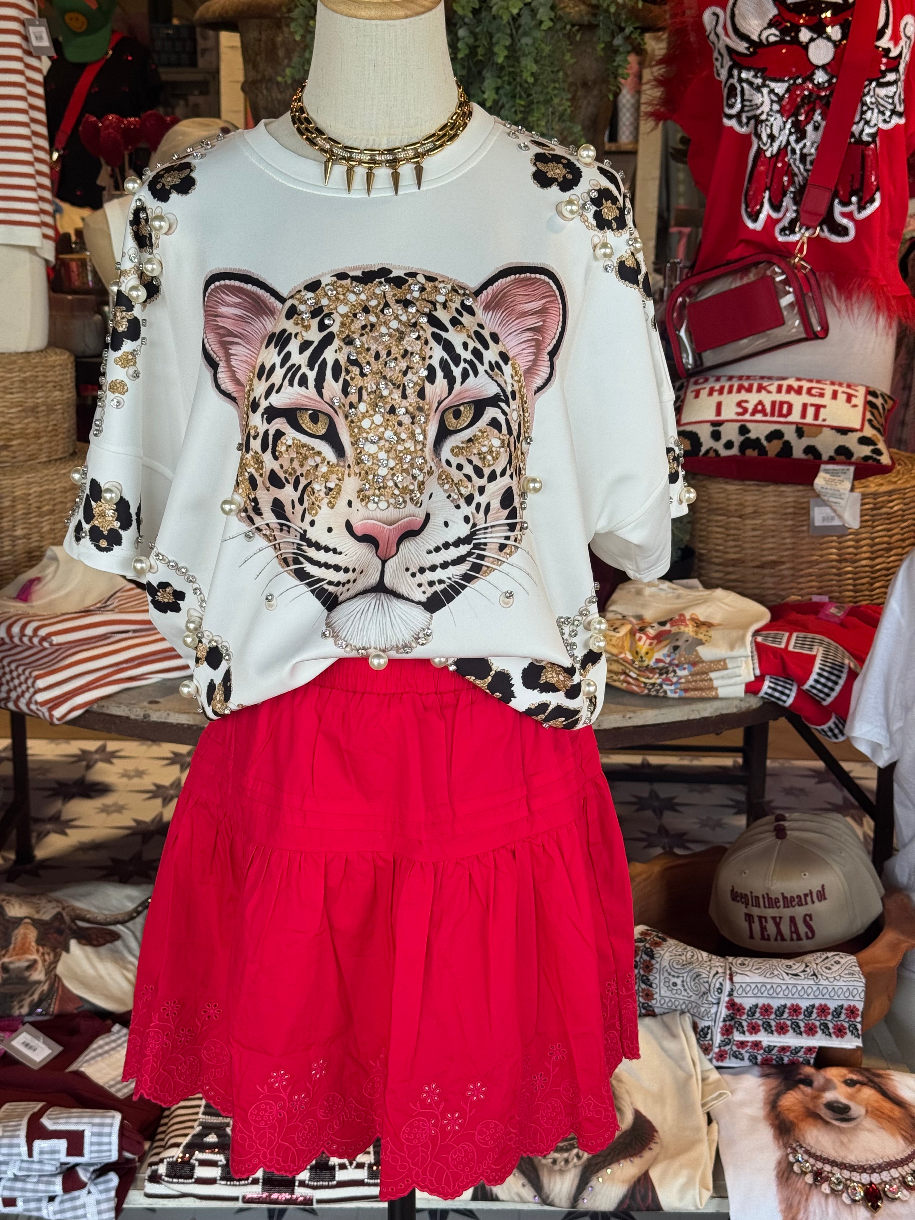 Embellished Leopard Oversized T-Shirt