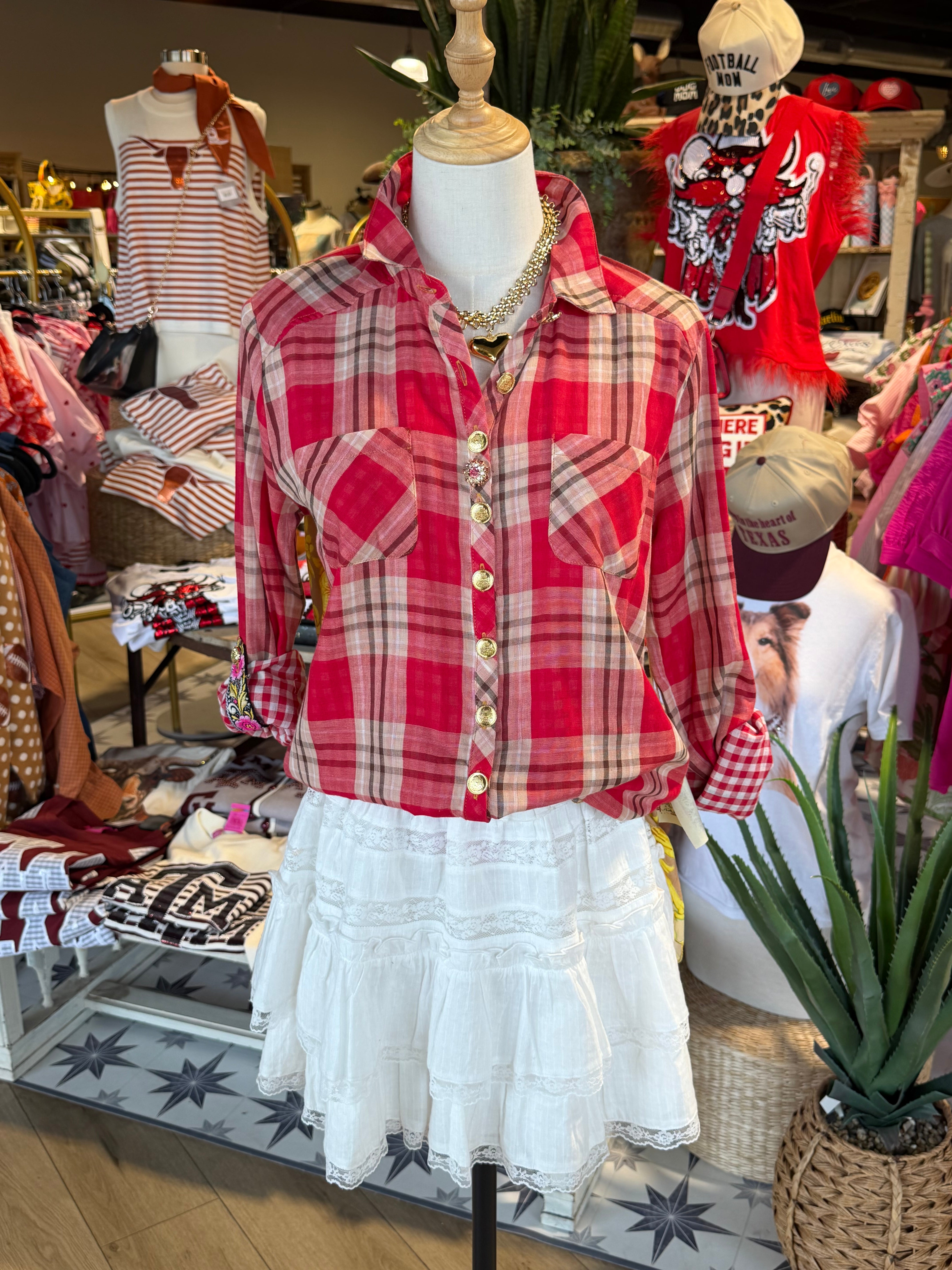 Western Babe Shirt -Plaid Horse Artistic