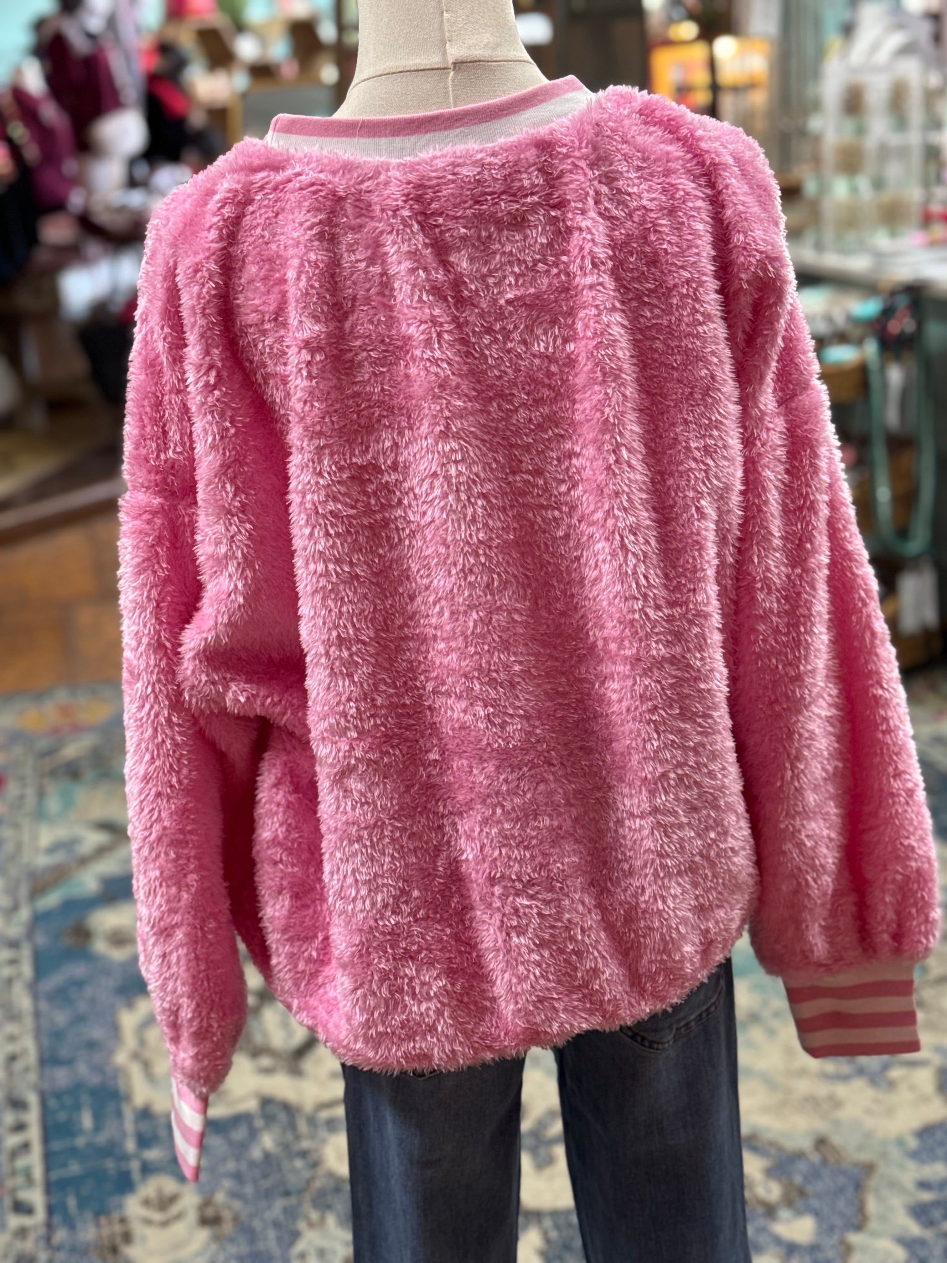 Fuzzy Pink Merry Sweatshirt