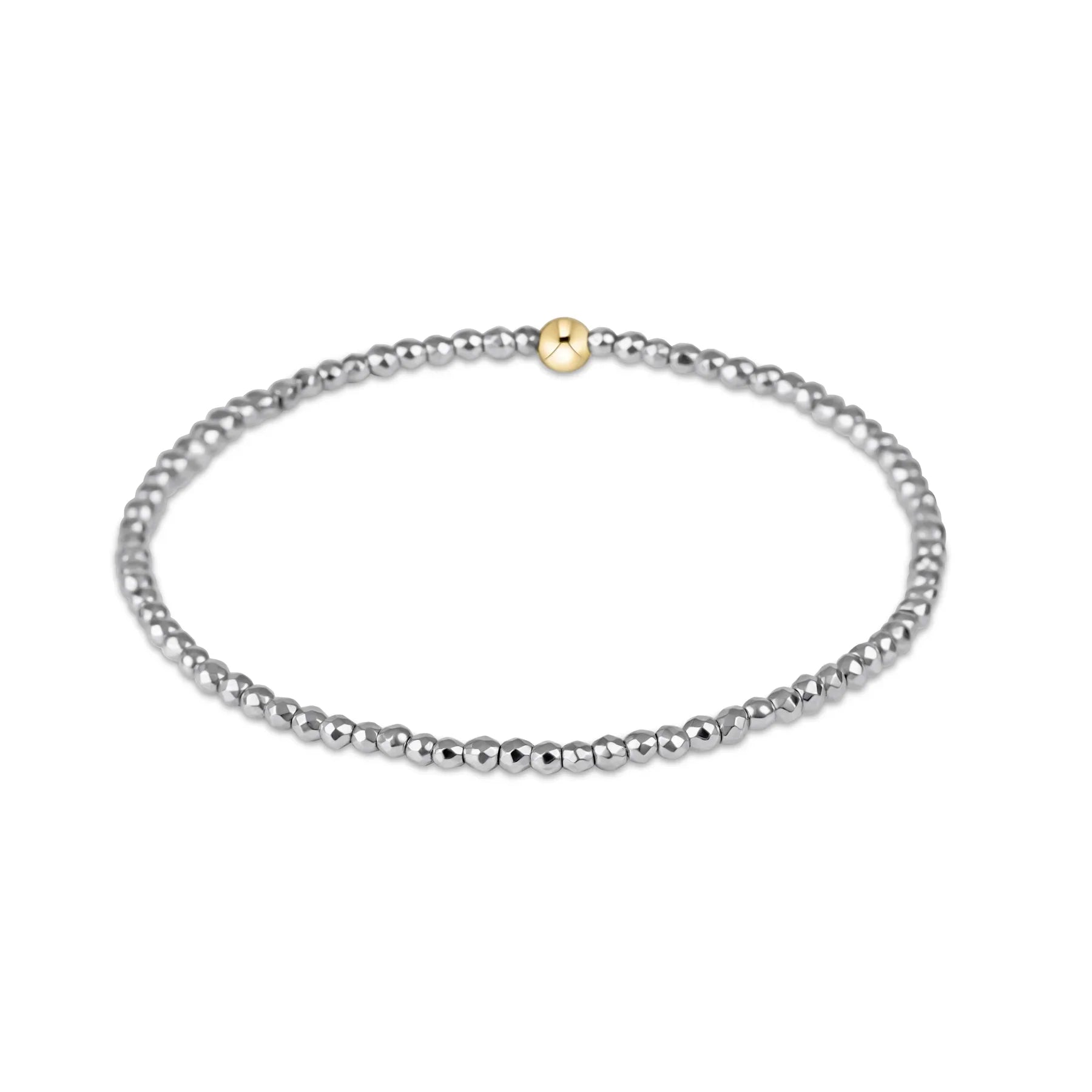 2mm Silver Faceted Hematite Bead Bracelet