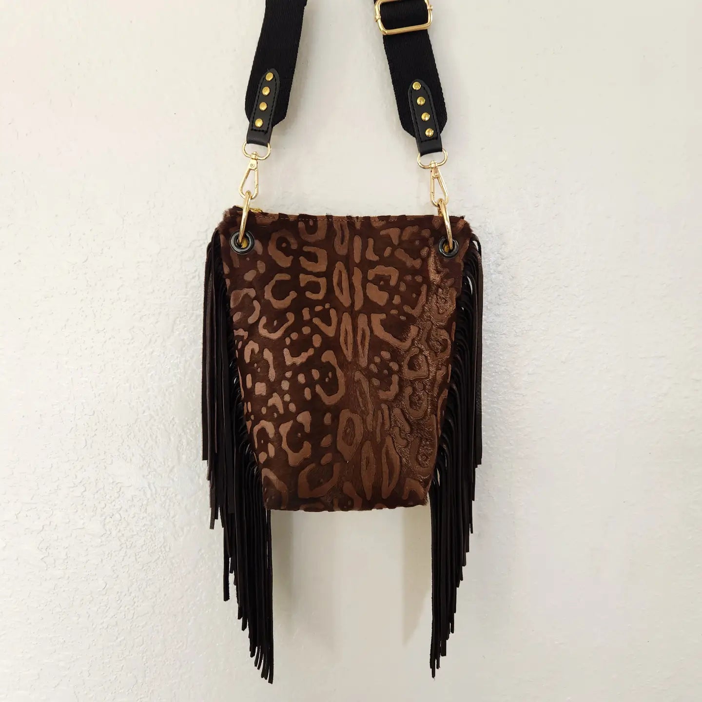 Chocolate Leopard Bucket Crossbody