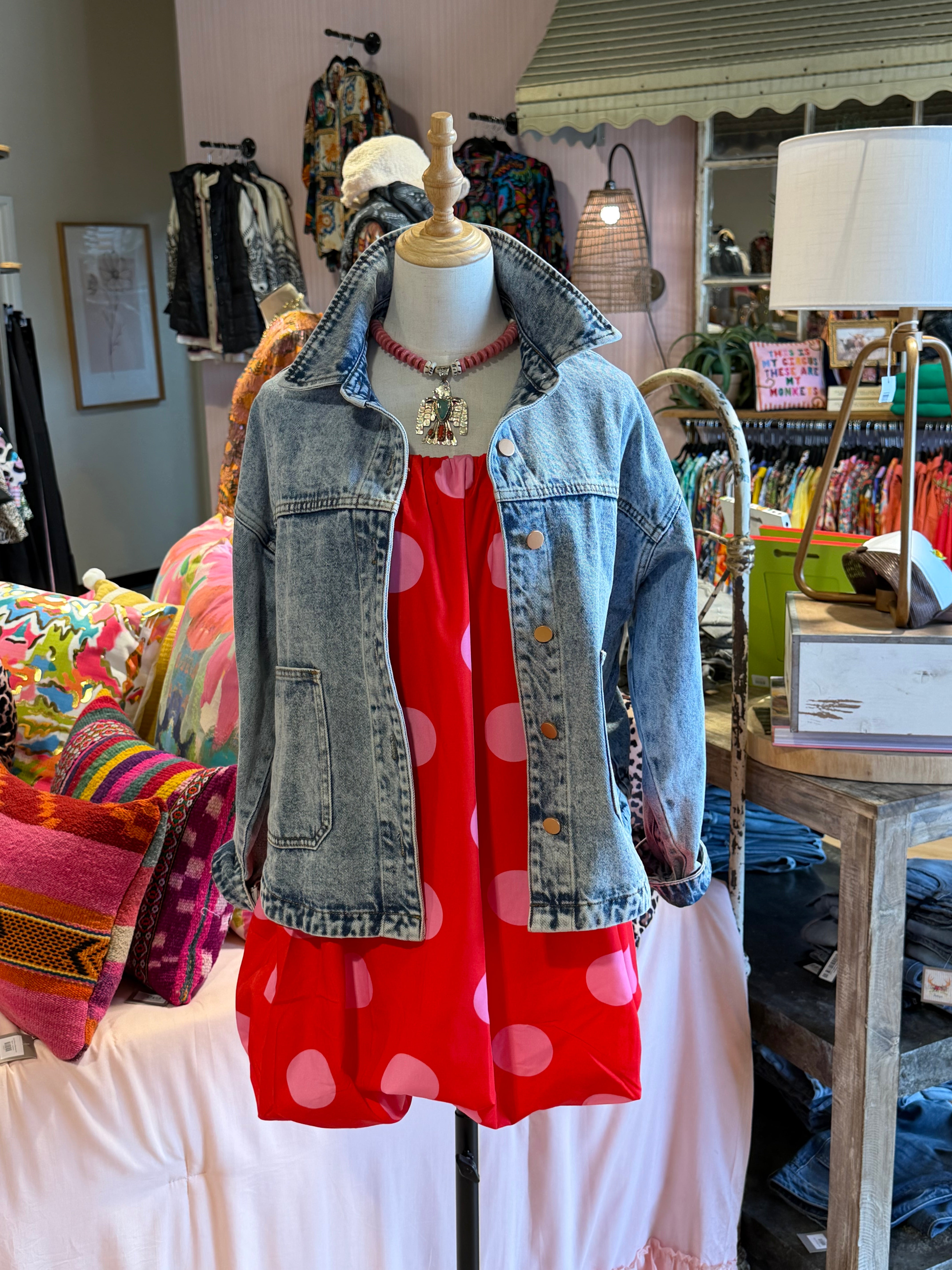 Red and Pink Polka Dot Dress