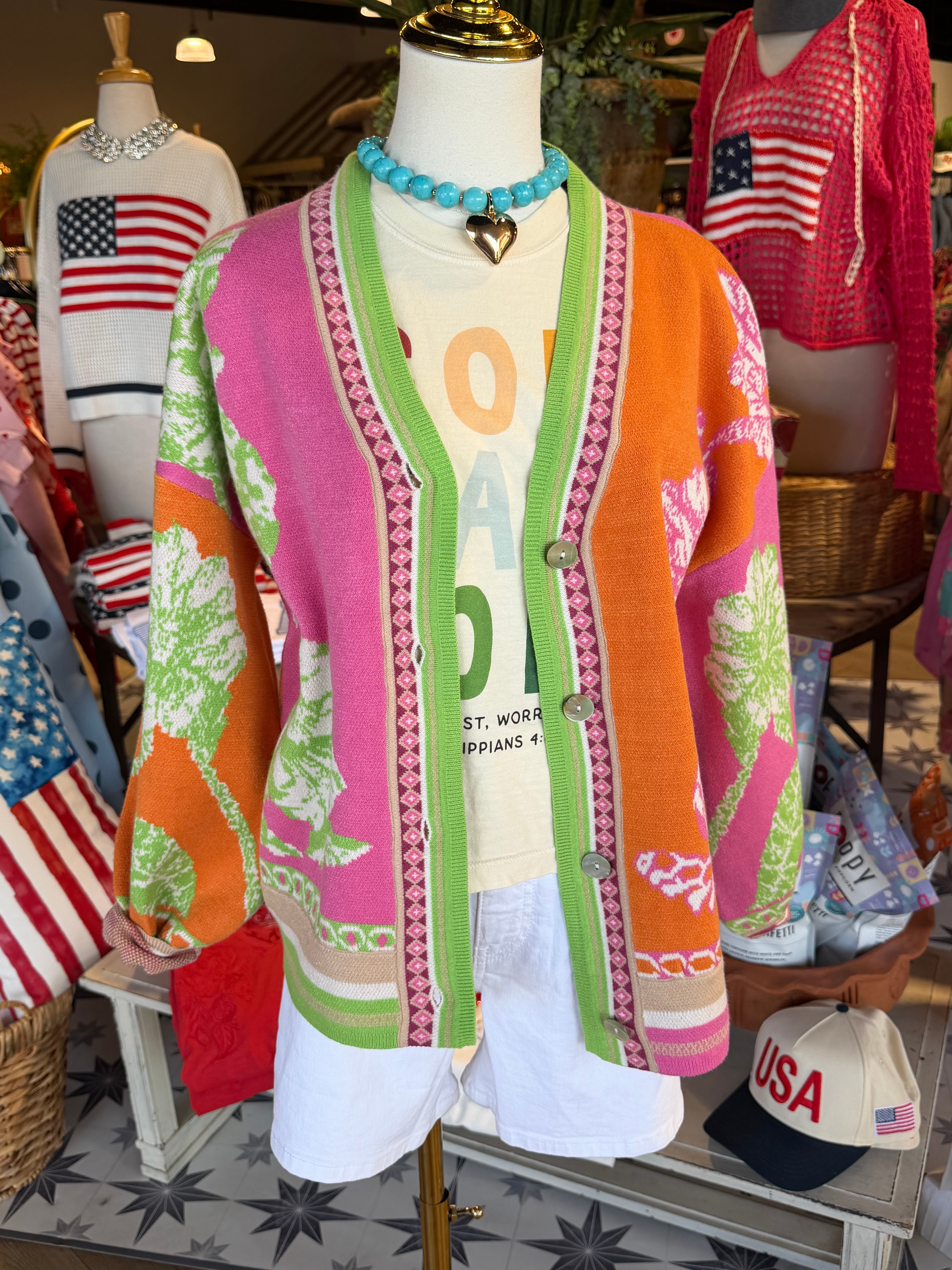 Floral Border Cardigan