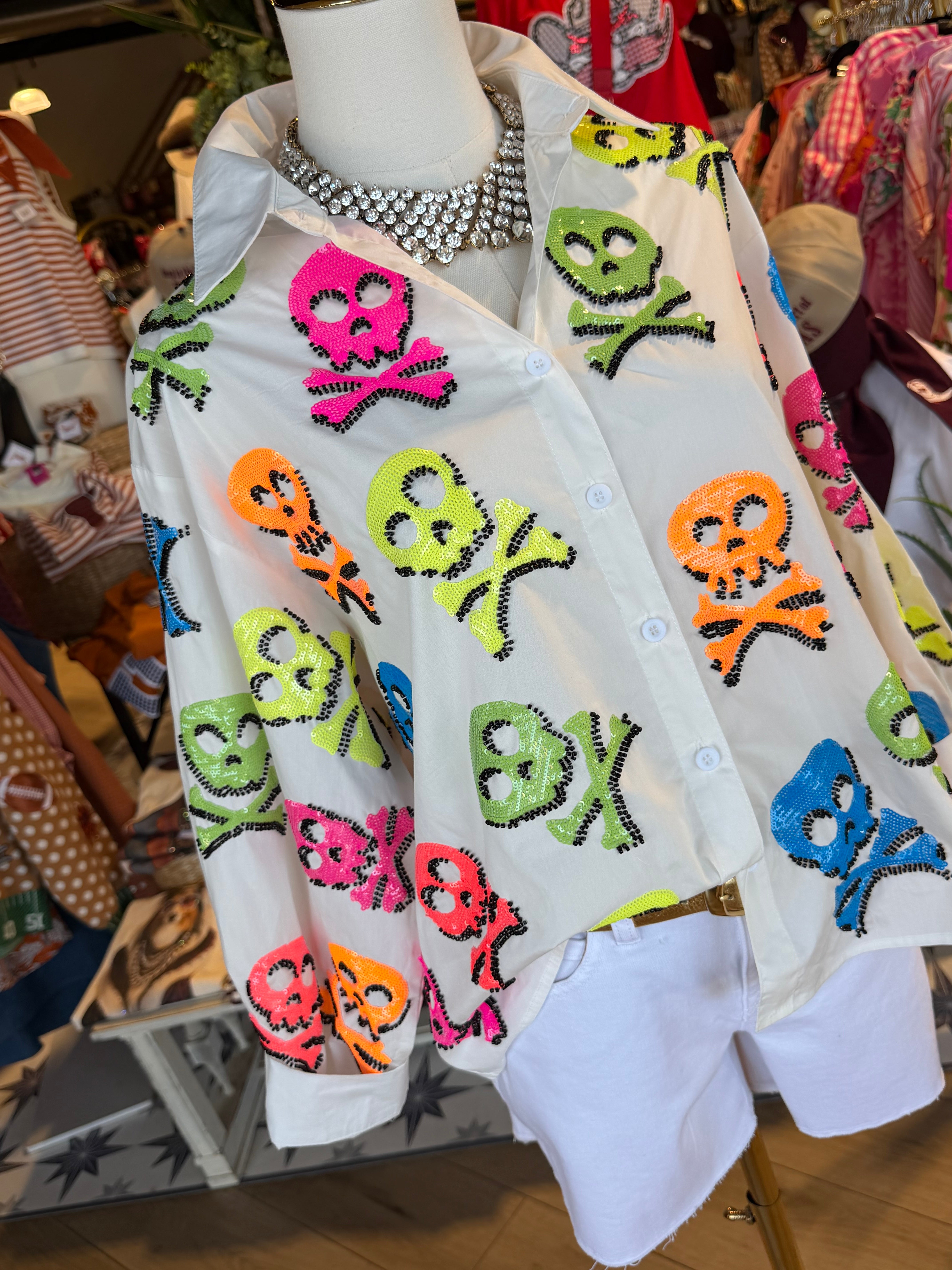 Neon Multi Skull & Crossbones