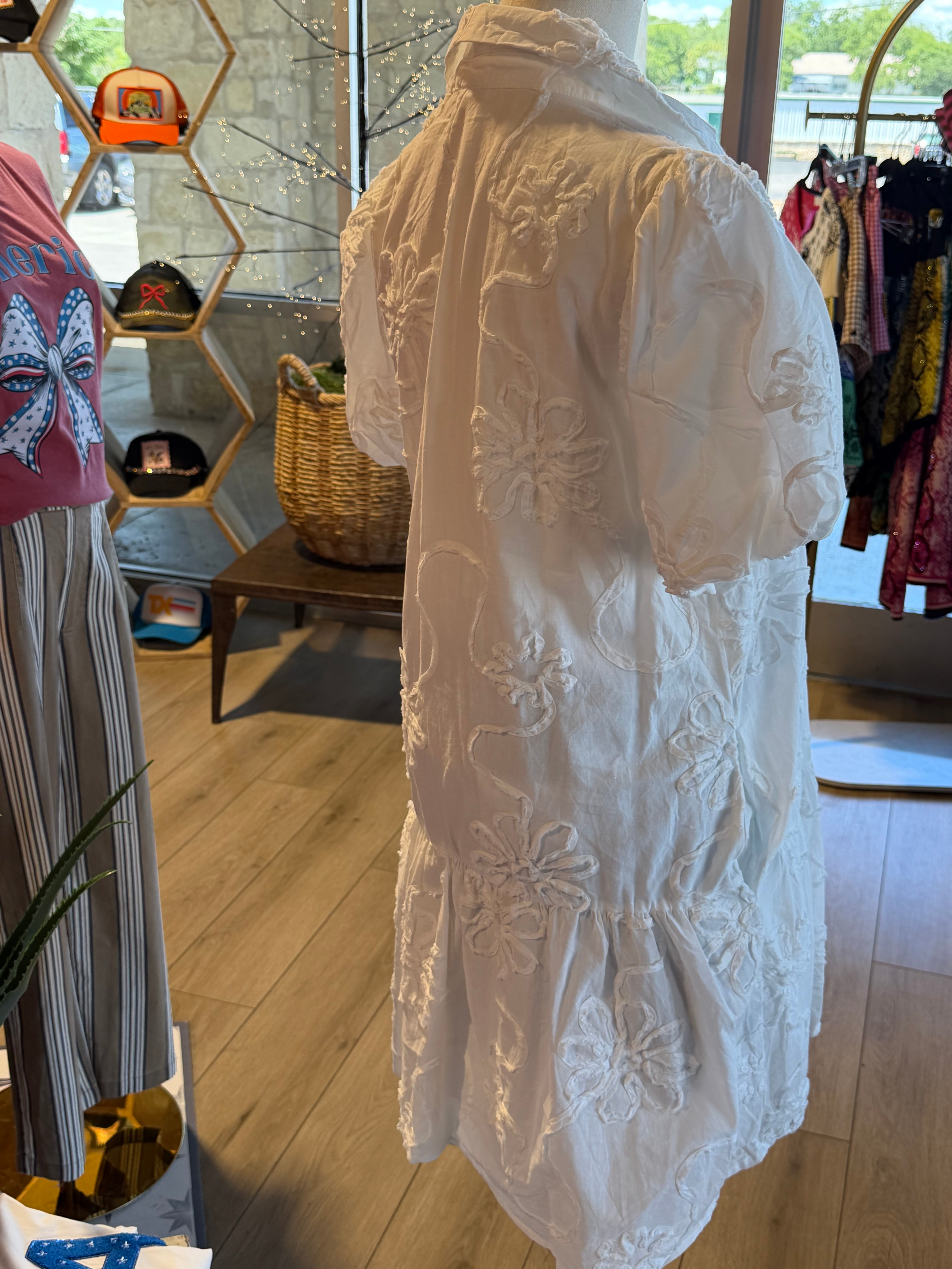White Textured Dress