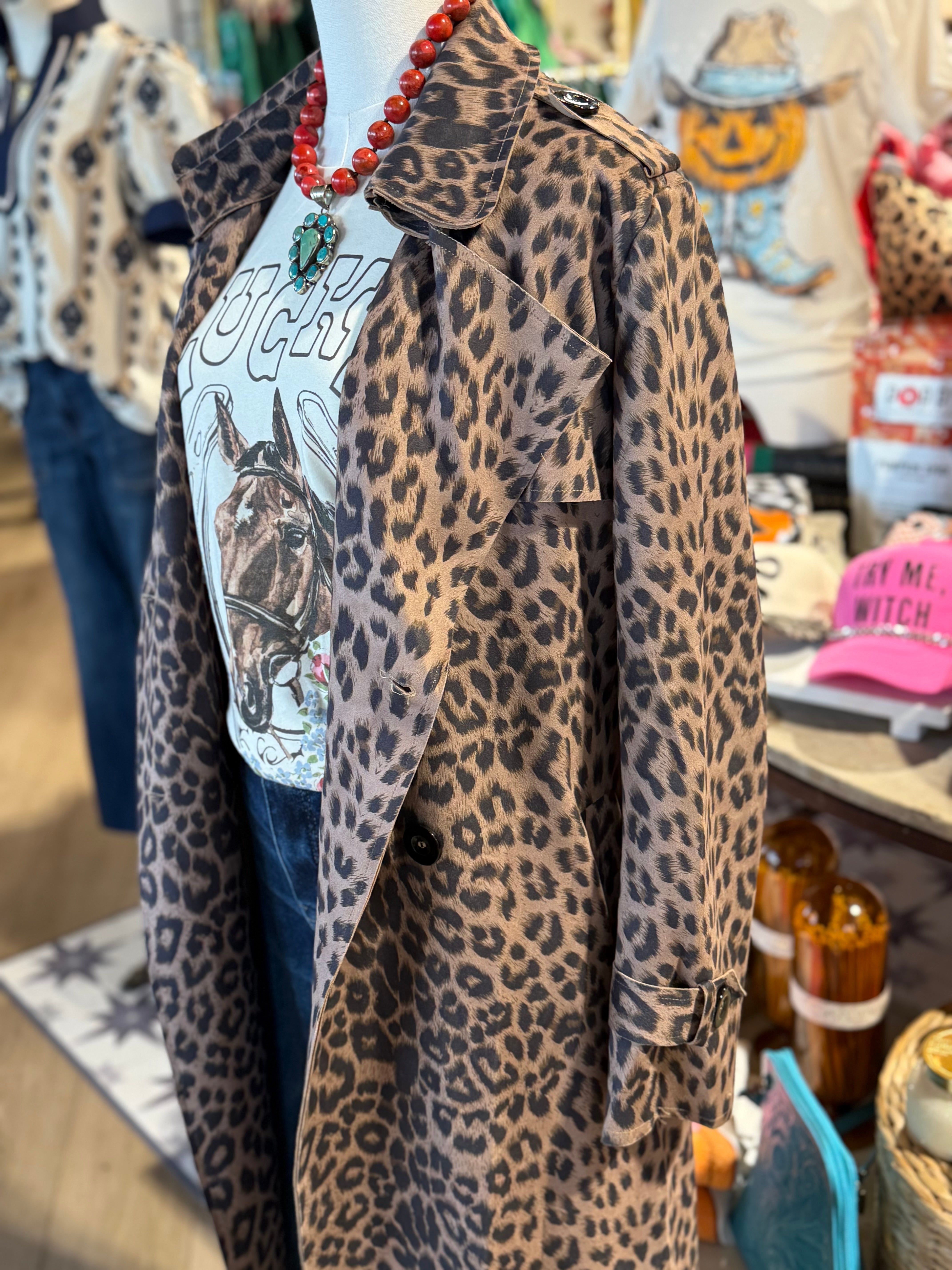 Leopard Suede Trench