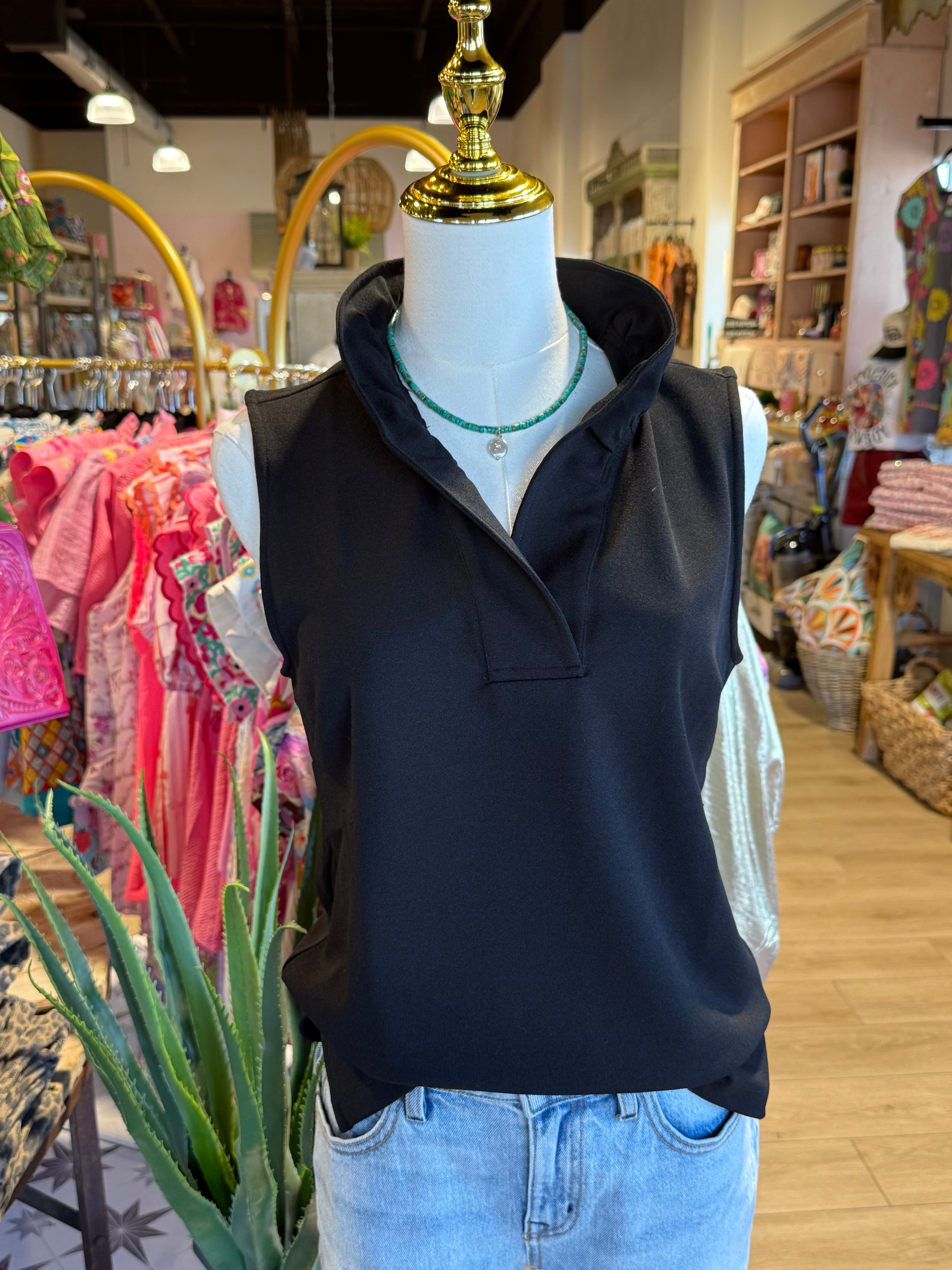 Tammy Sleeveless Top- Black