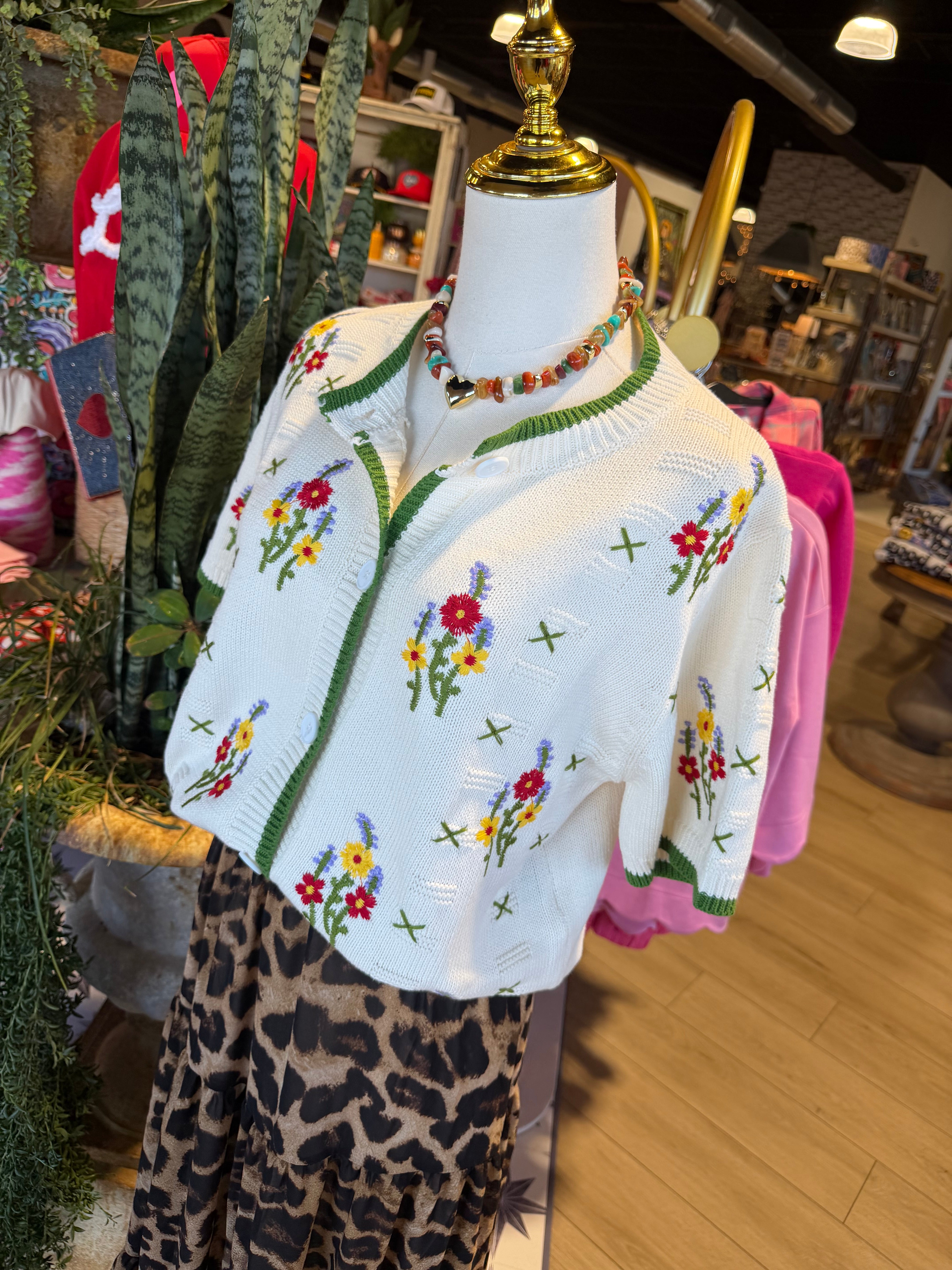 Floral Embroidery Cardigan Top