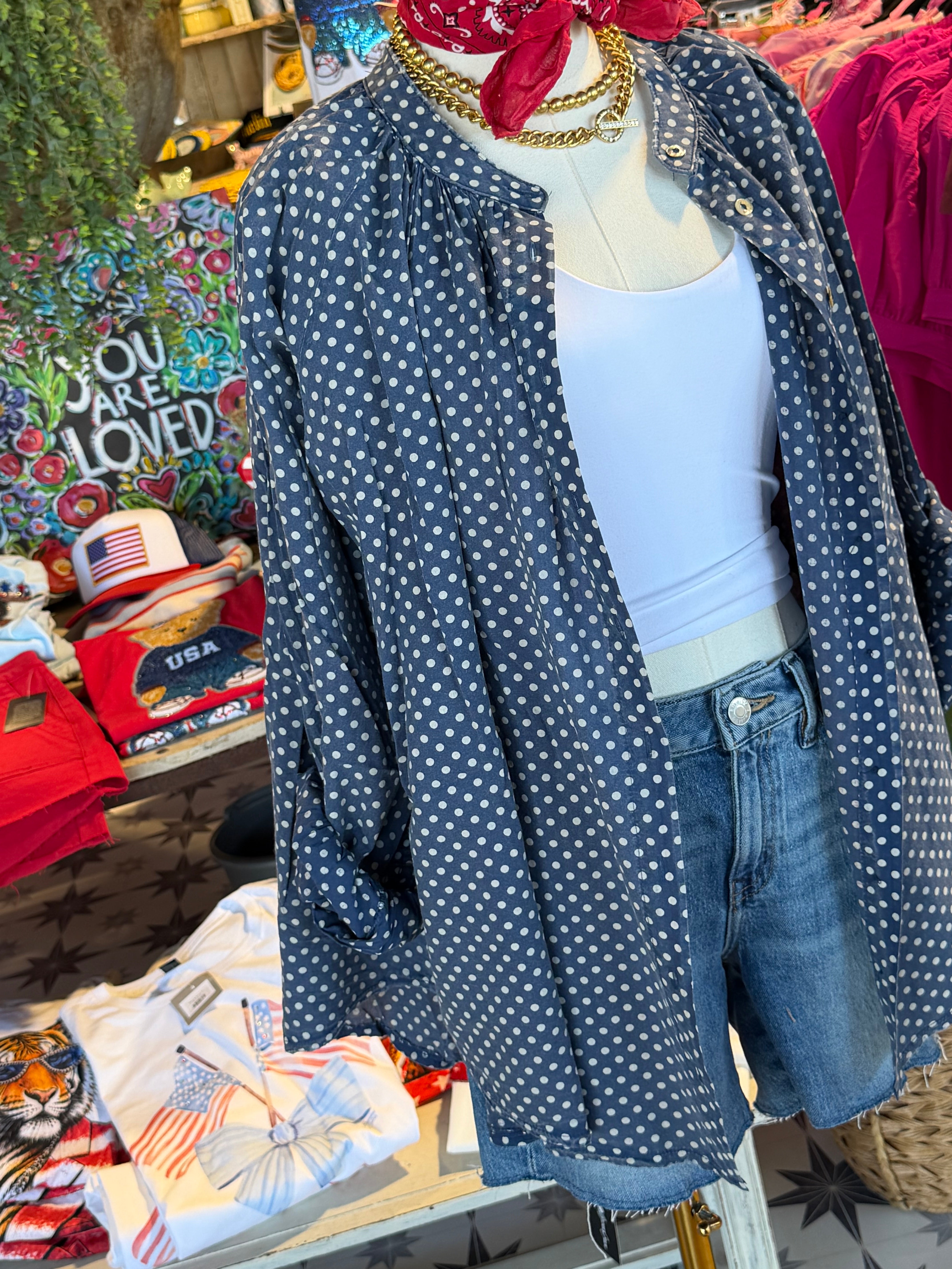 Sweet Nothings Shirt - Navy Dot