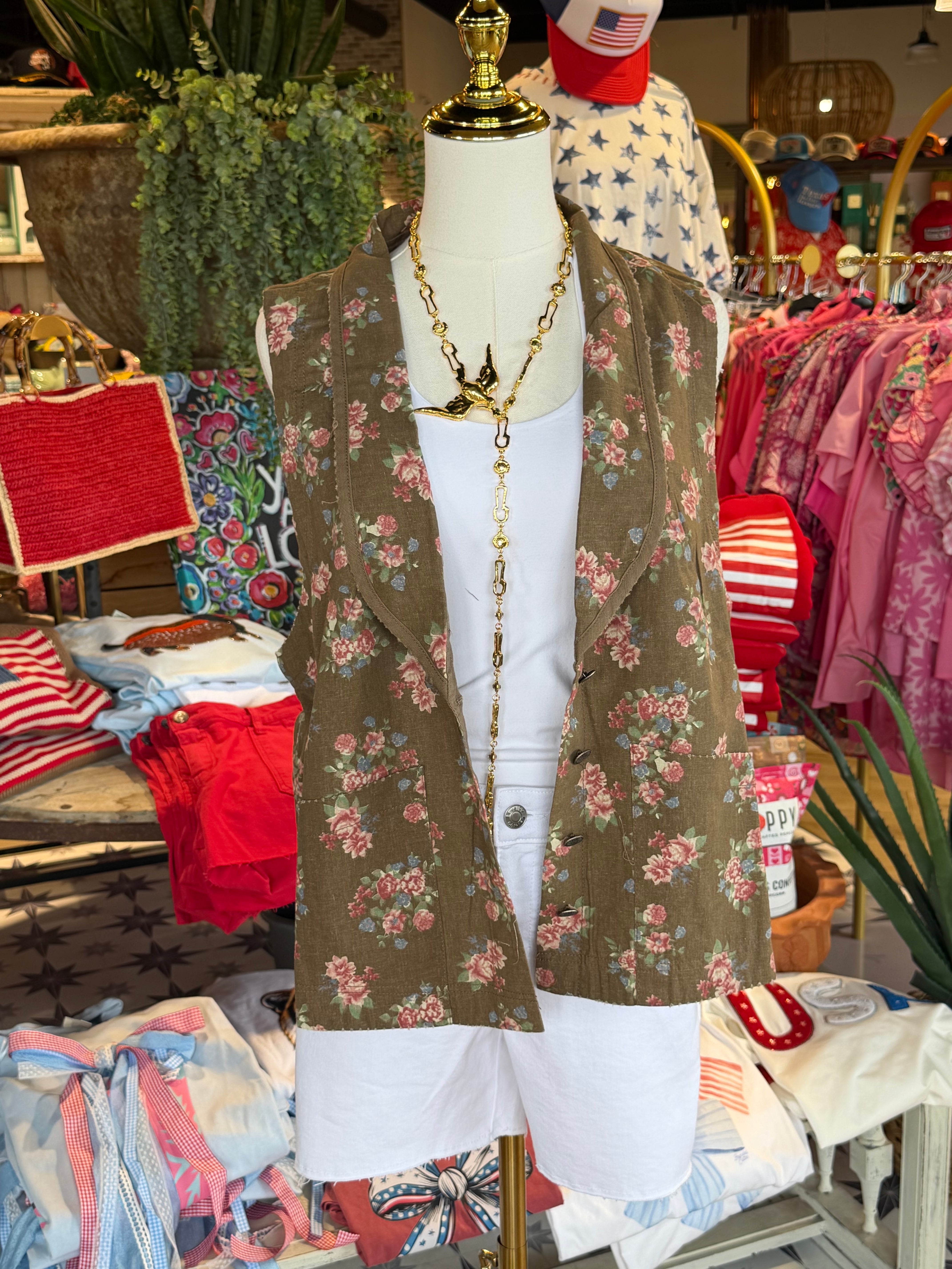 Spellbound Vest - Chocolate Floral