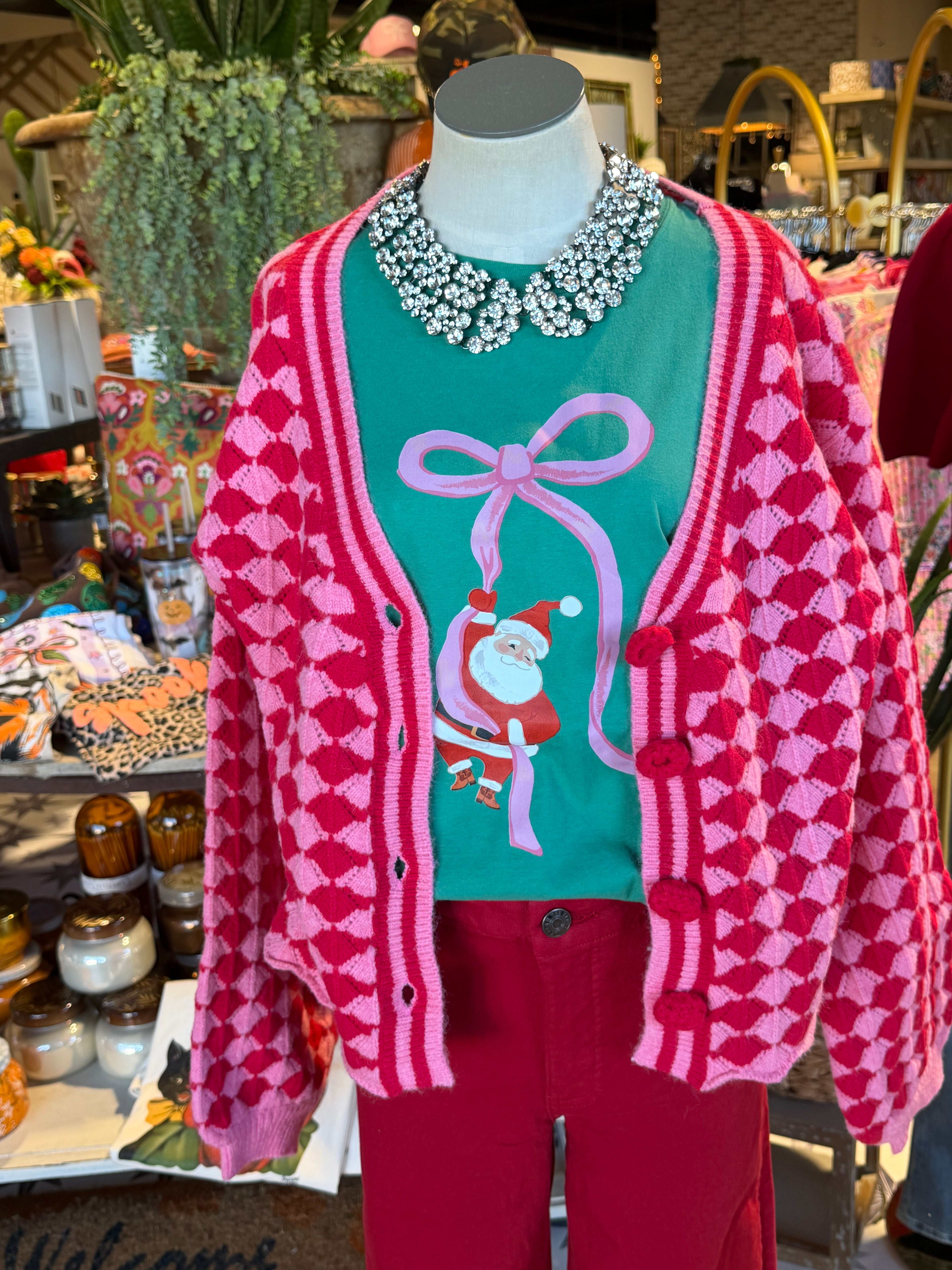 Bow Hanging Santa Tee