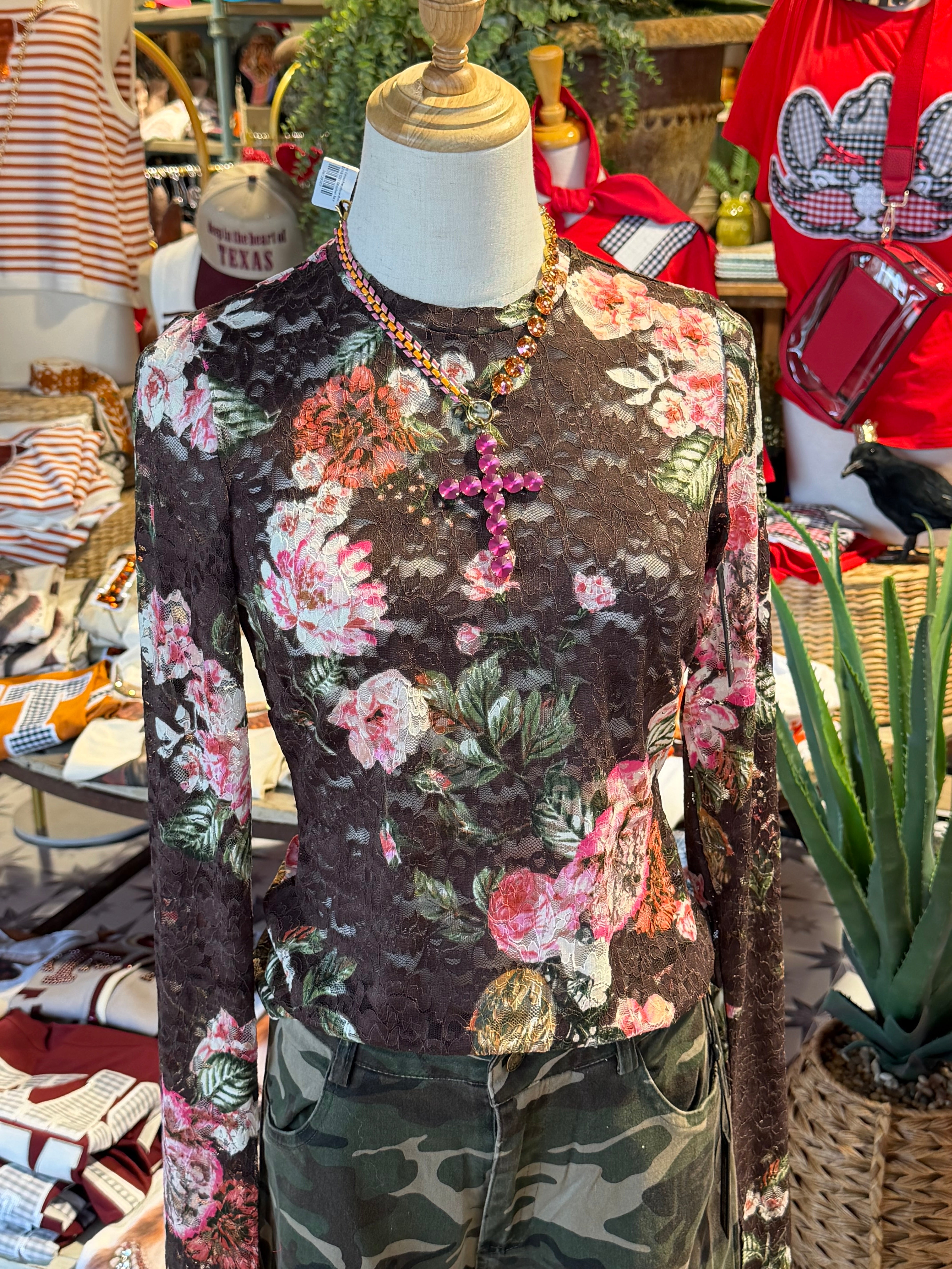Kaylee Lace Top - Chocolate Rose