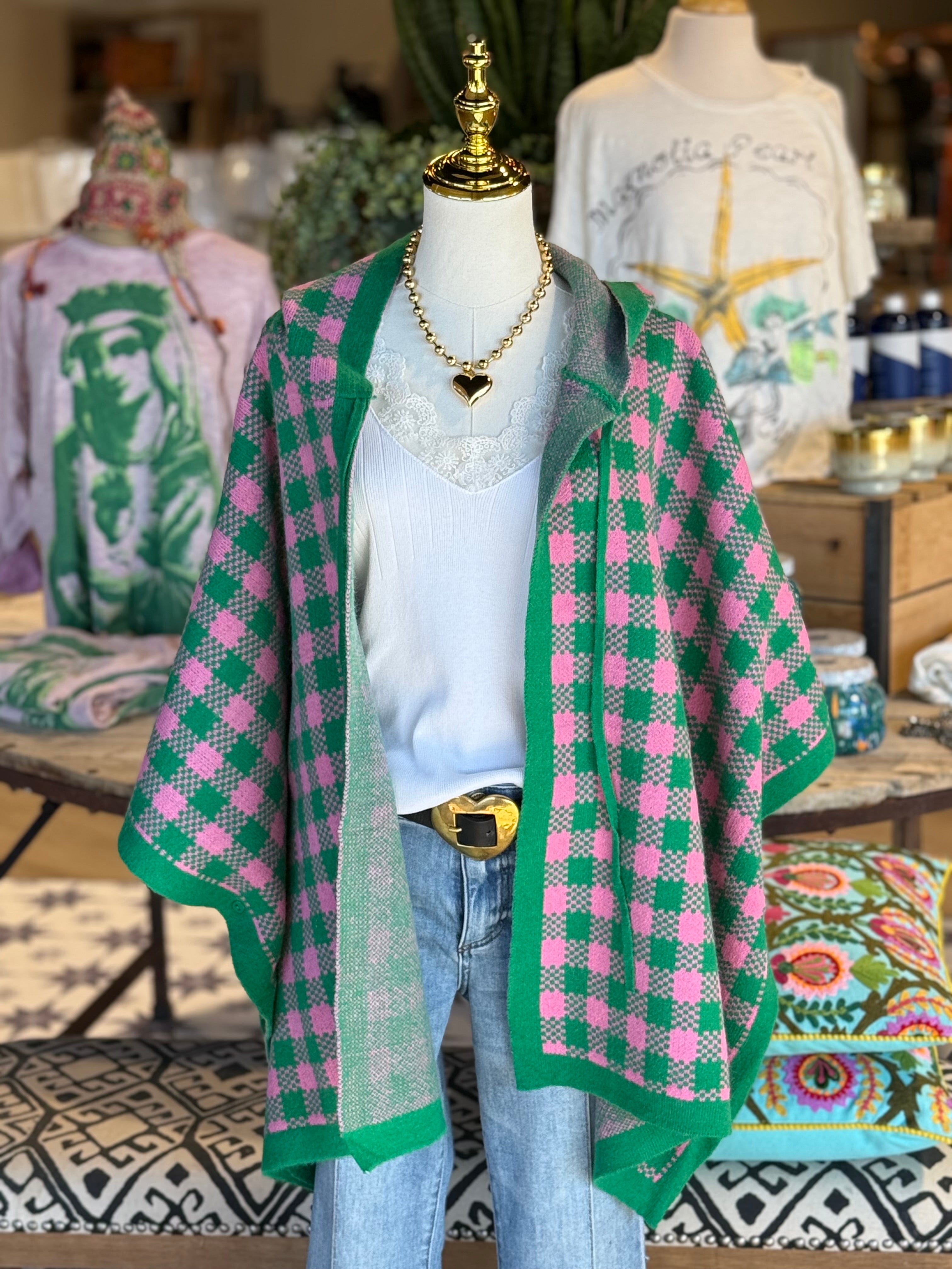 Pink & Green Poncho***