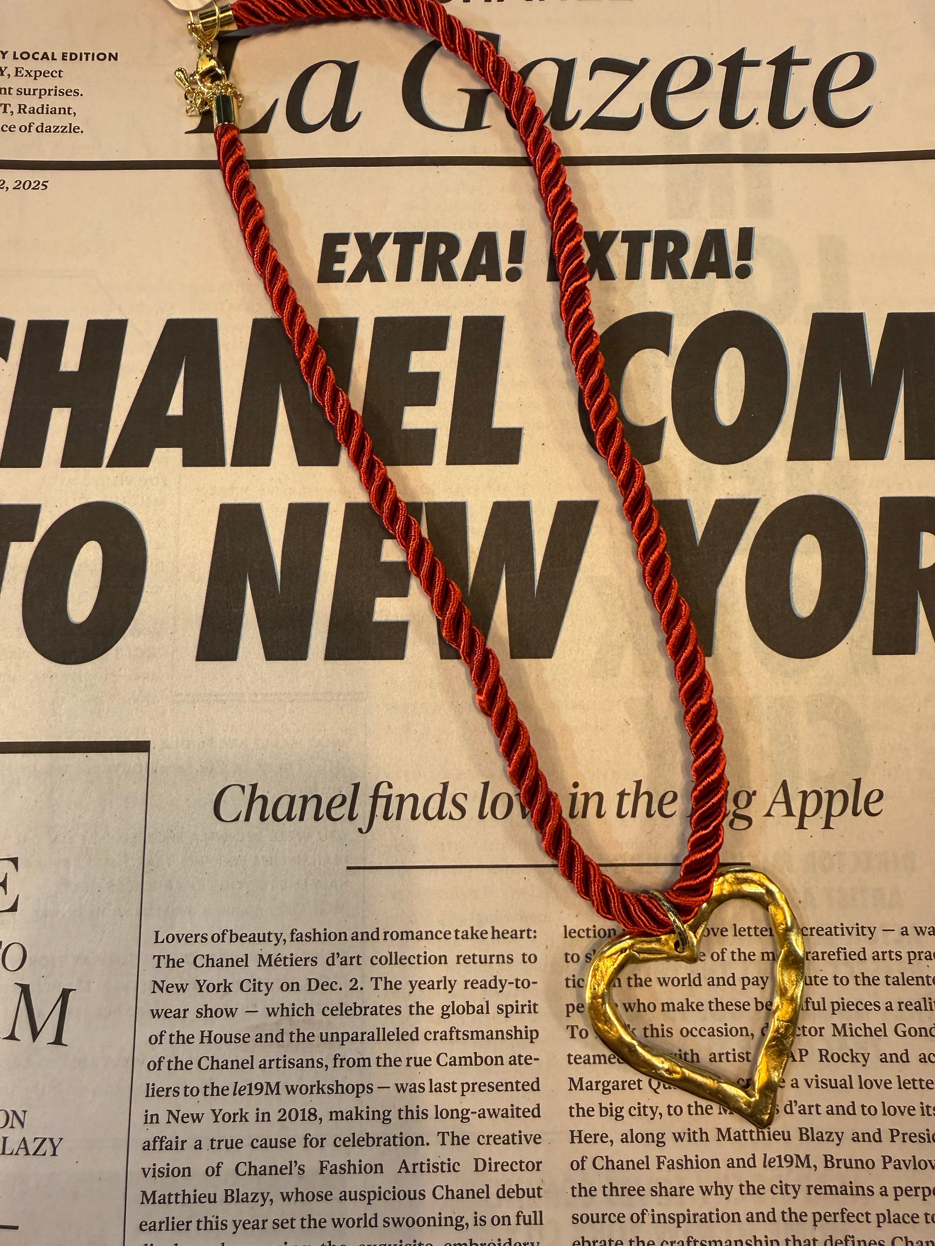 Silk Cord Heart Necklace