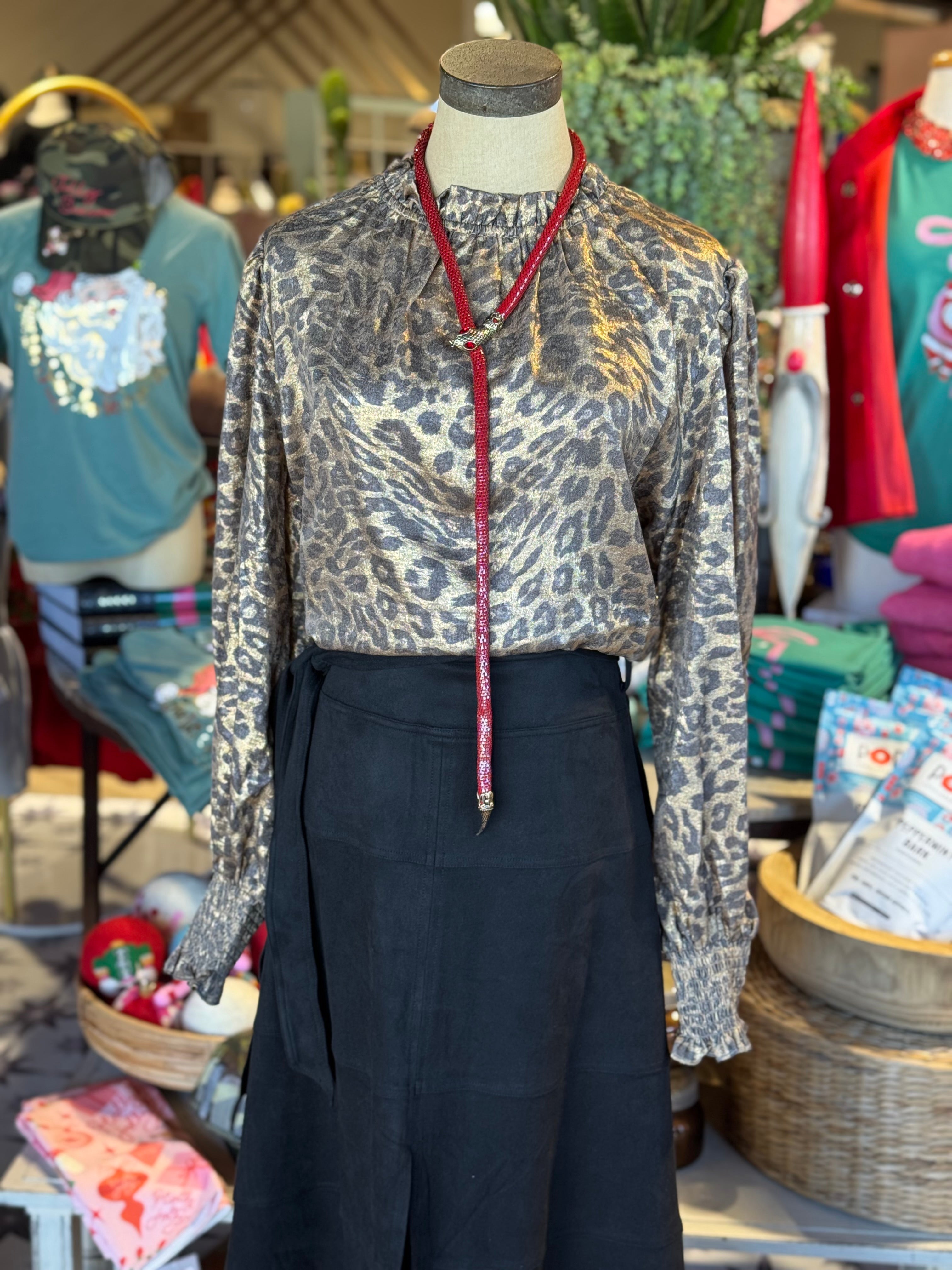 Metallic Leopard Print Top