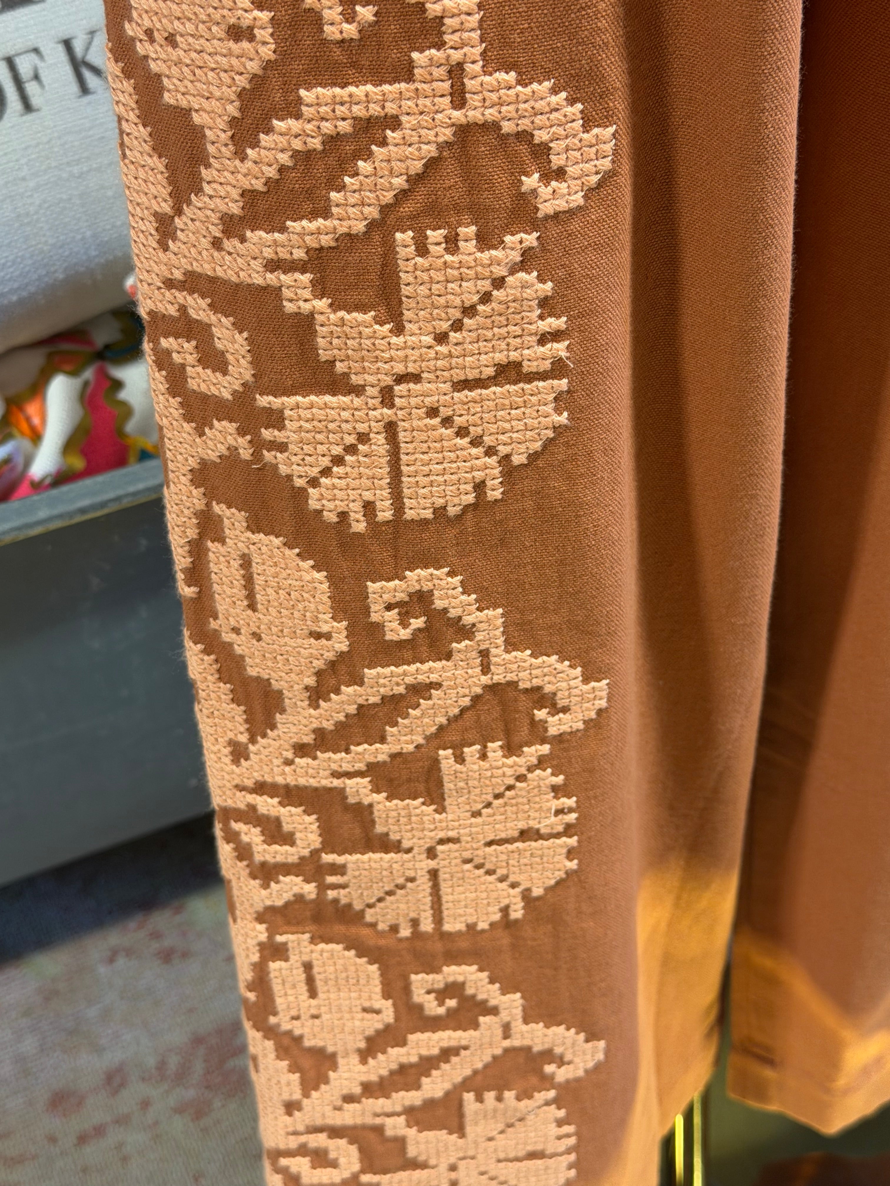 Embroidered Peach Pants