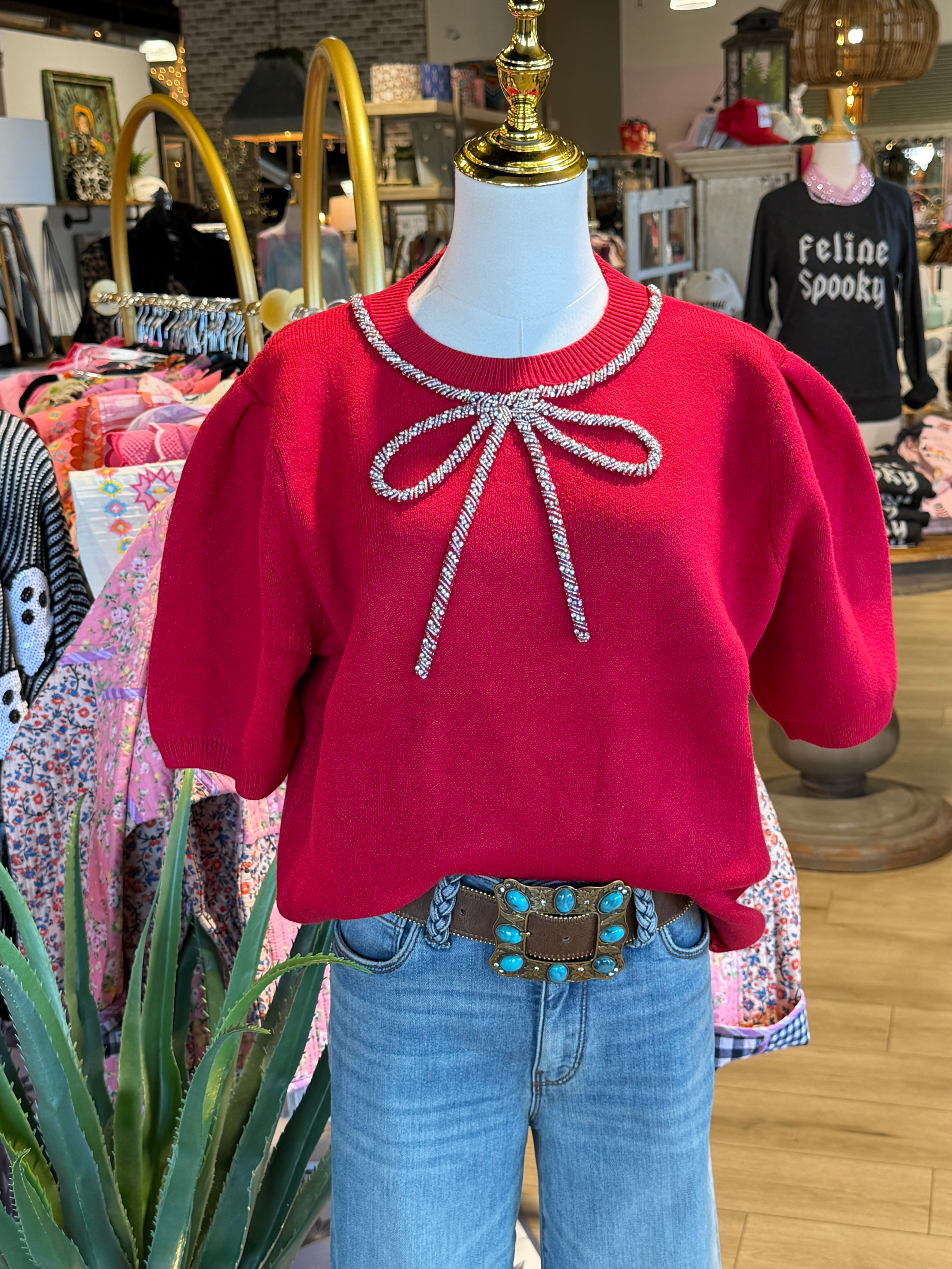 Red  Bow Sweater