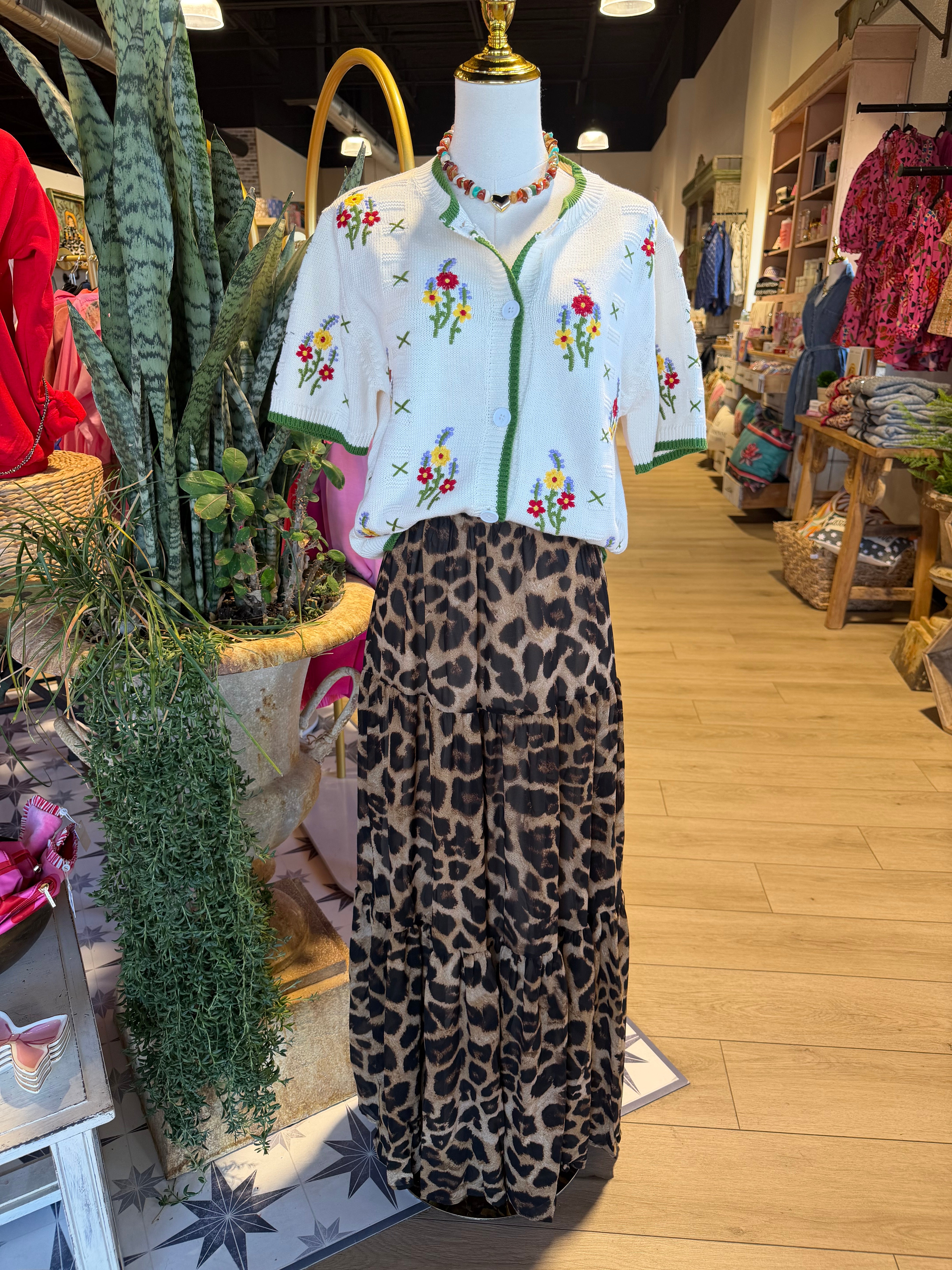 Floral Embroidery Cardigan Top