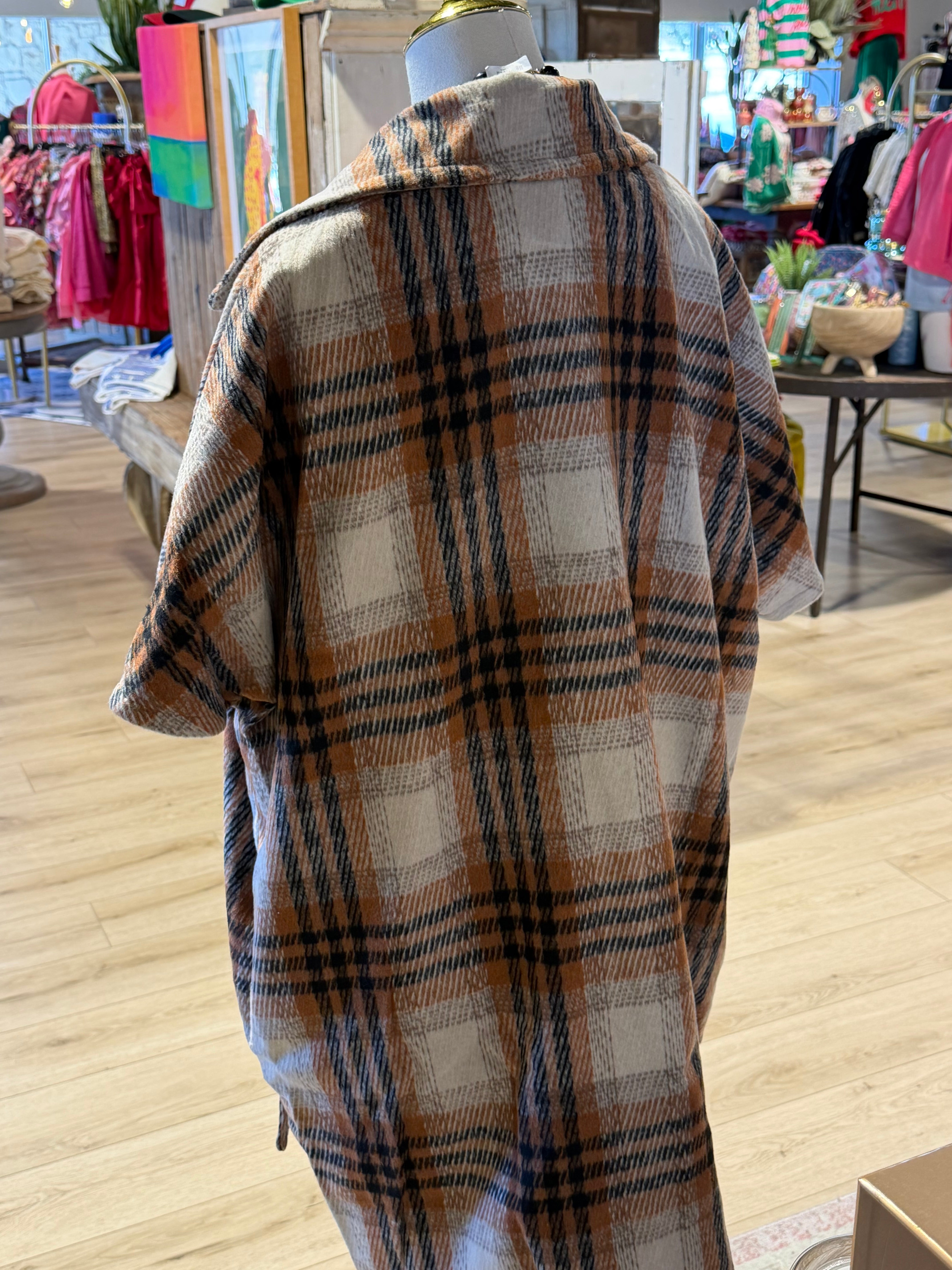 Plaid Drop Shoulder Coat