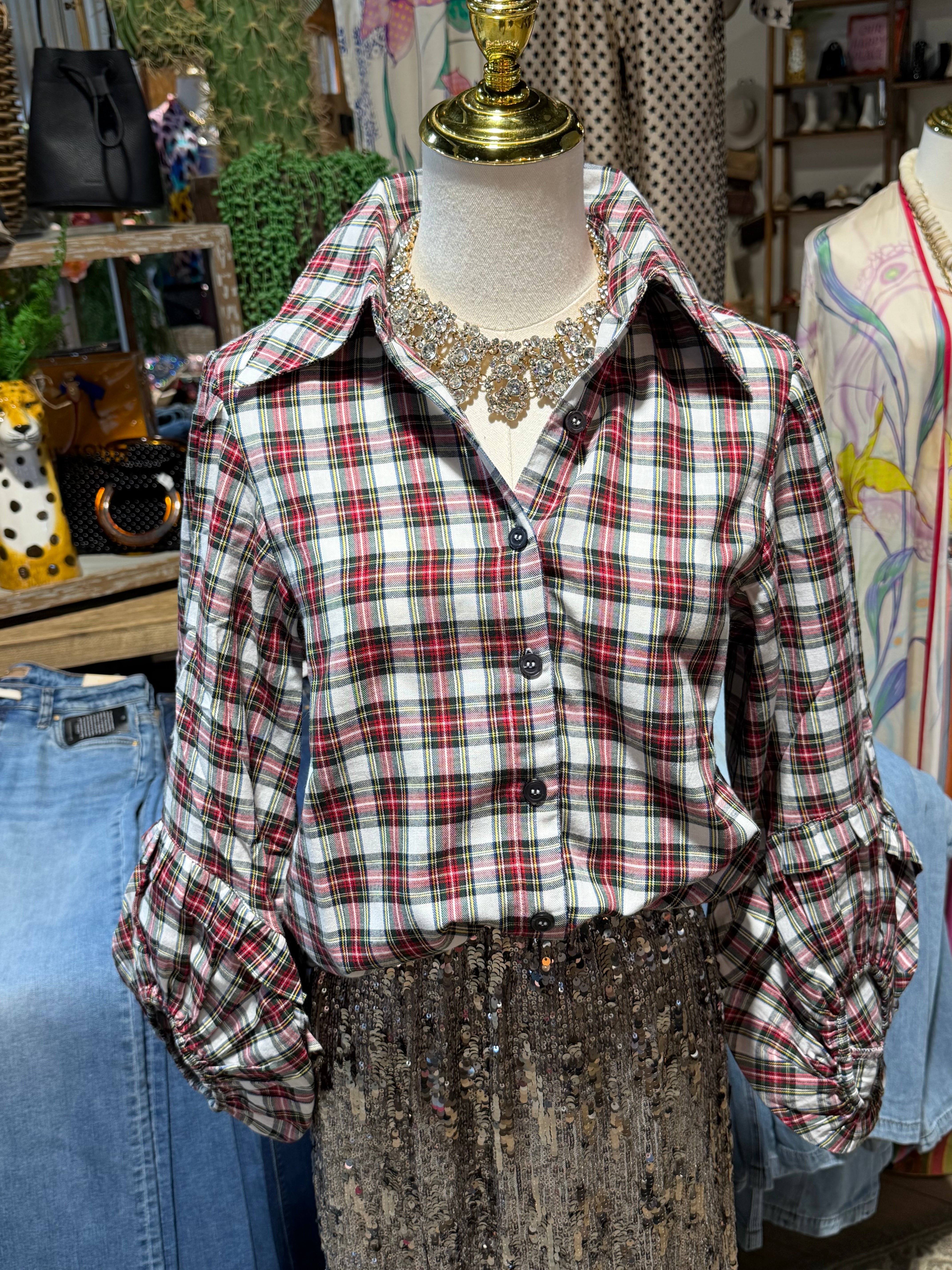 Plaid Balloon Top