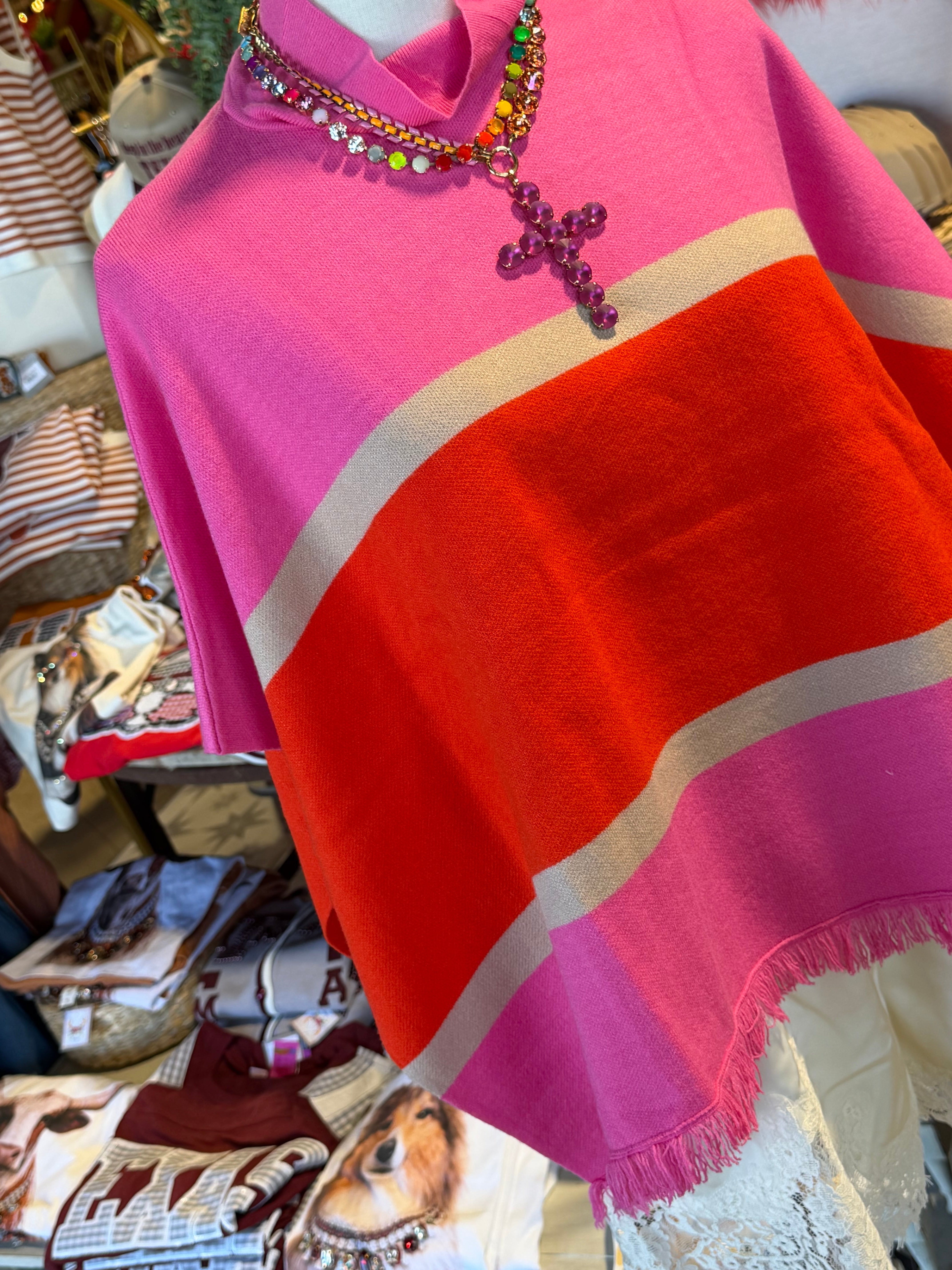 Colorblocked Poncho