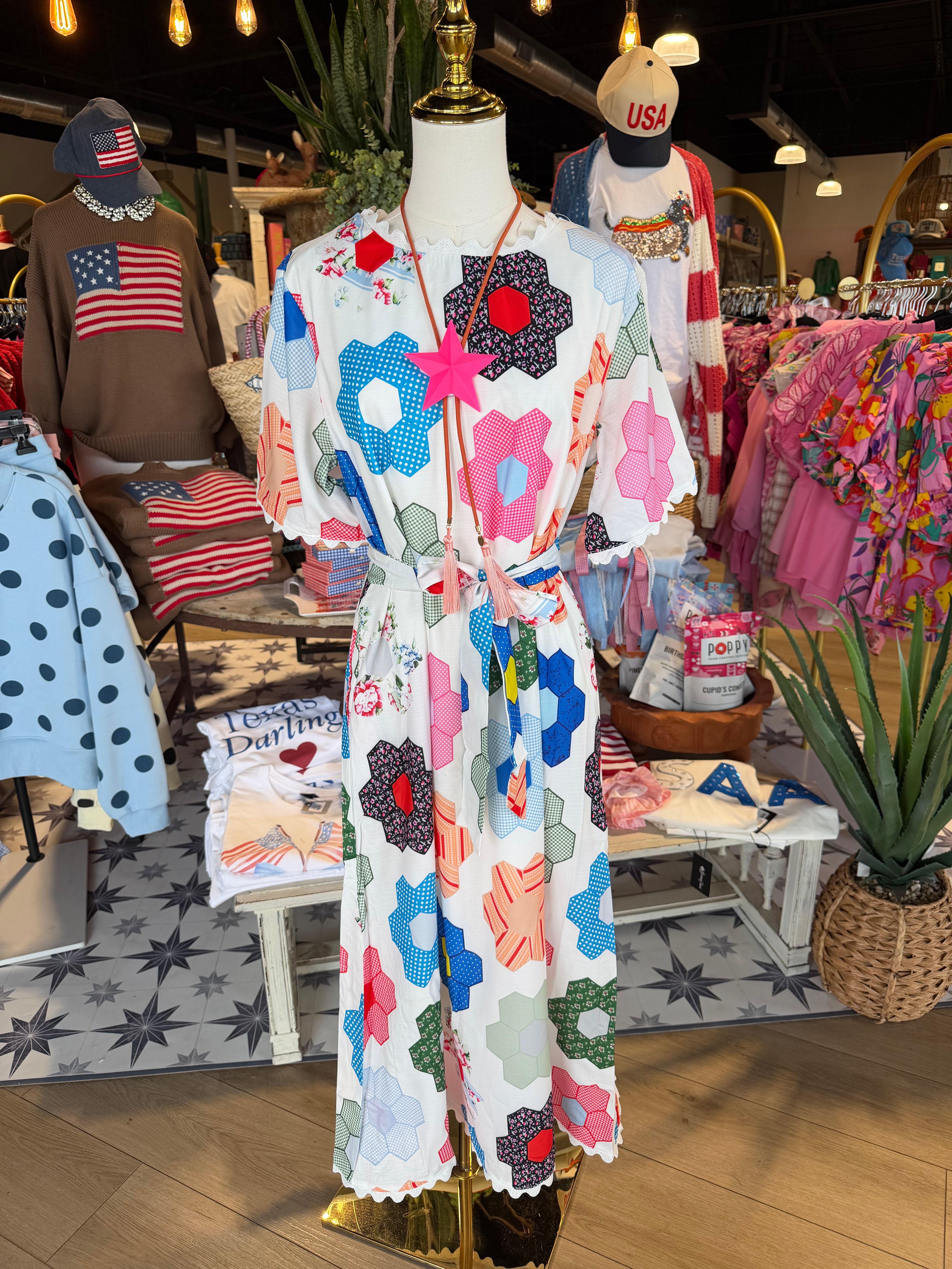 Floral Patchwork Midi Dress