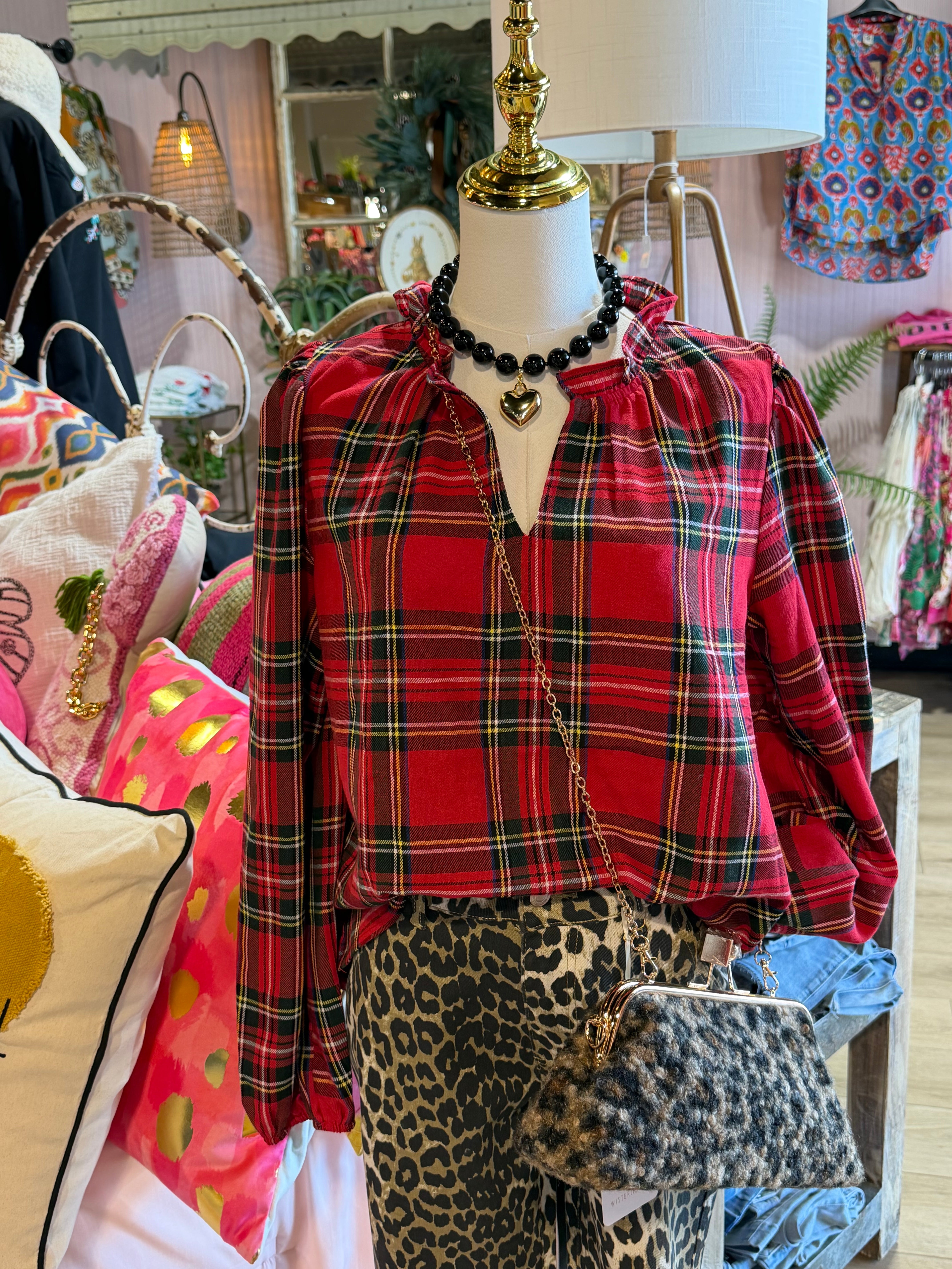 Festive Plaid Top
