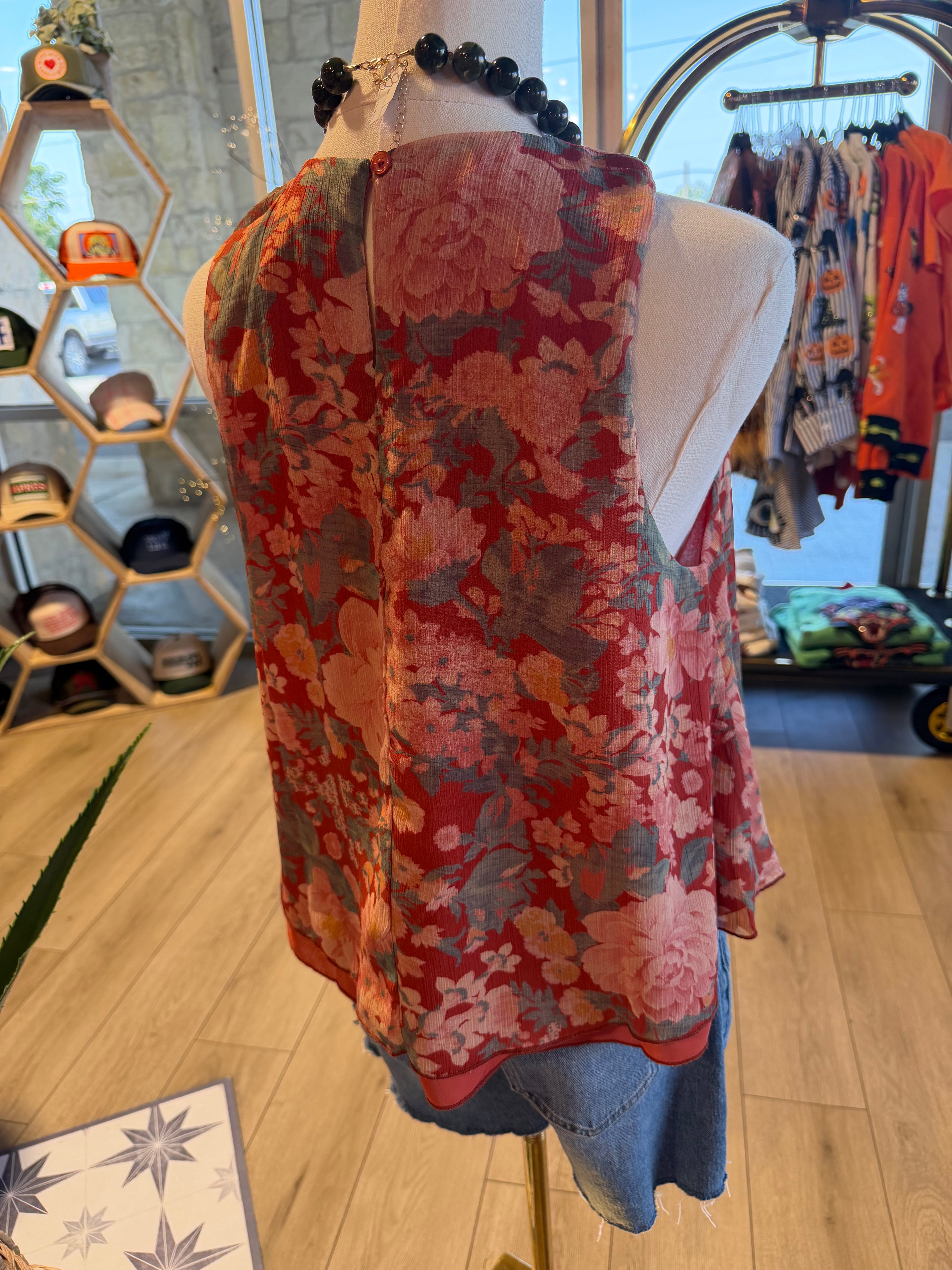 Chiffon Floral Print Sleeveless Top