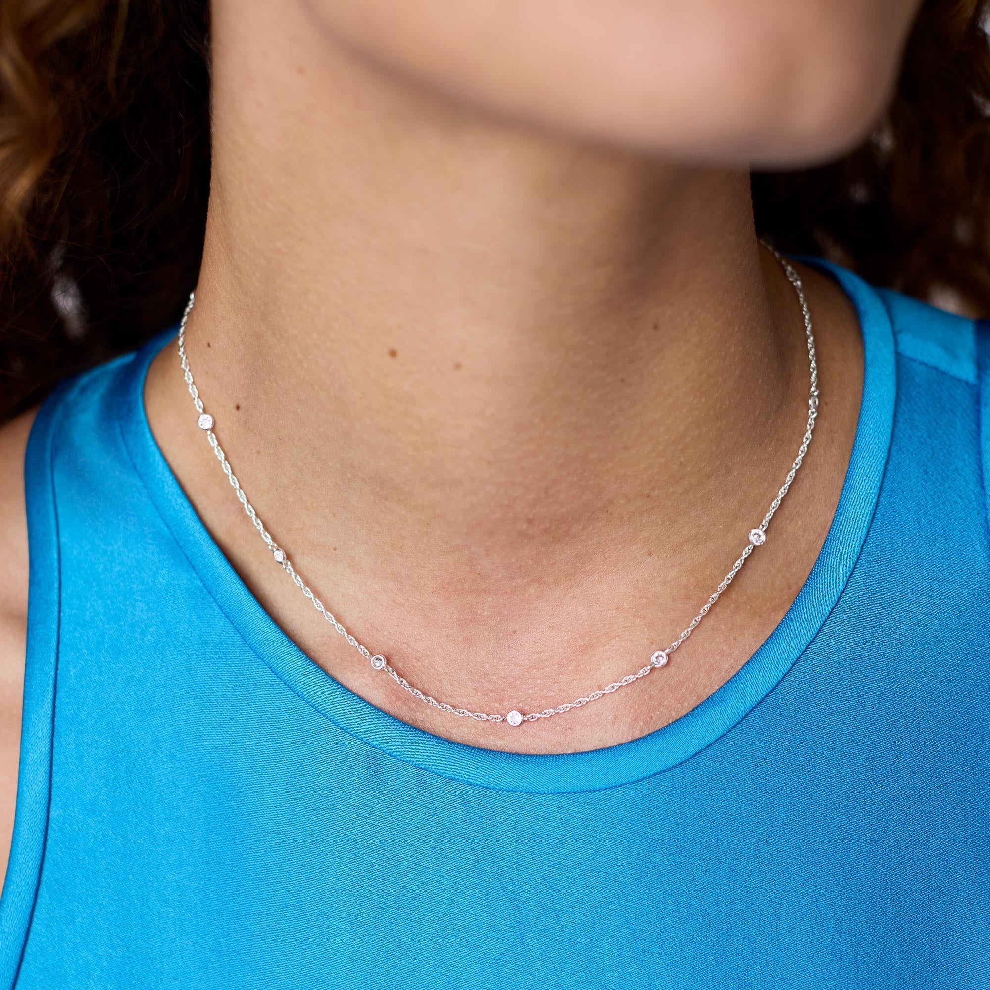 Celeste Silver Delicate Station Necklace