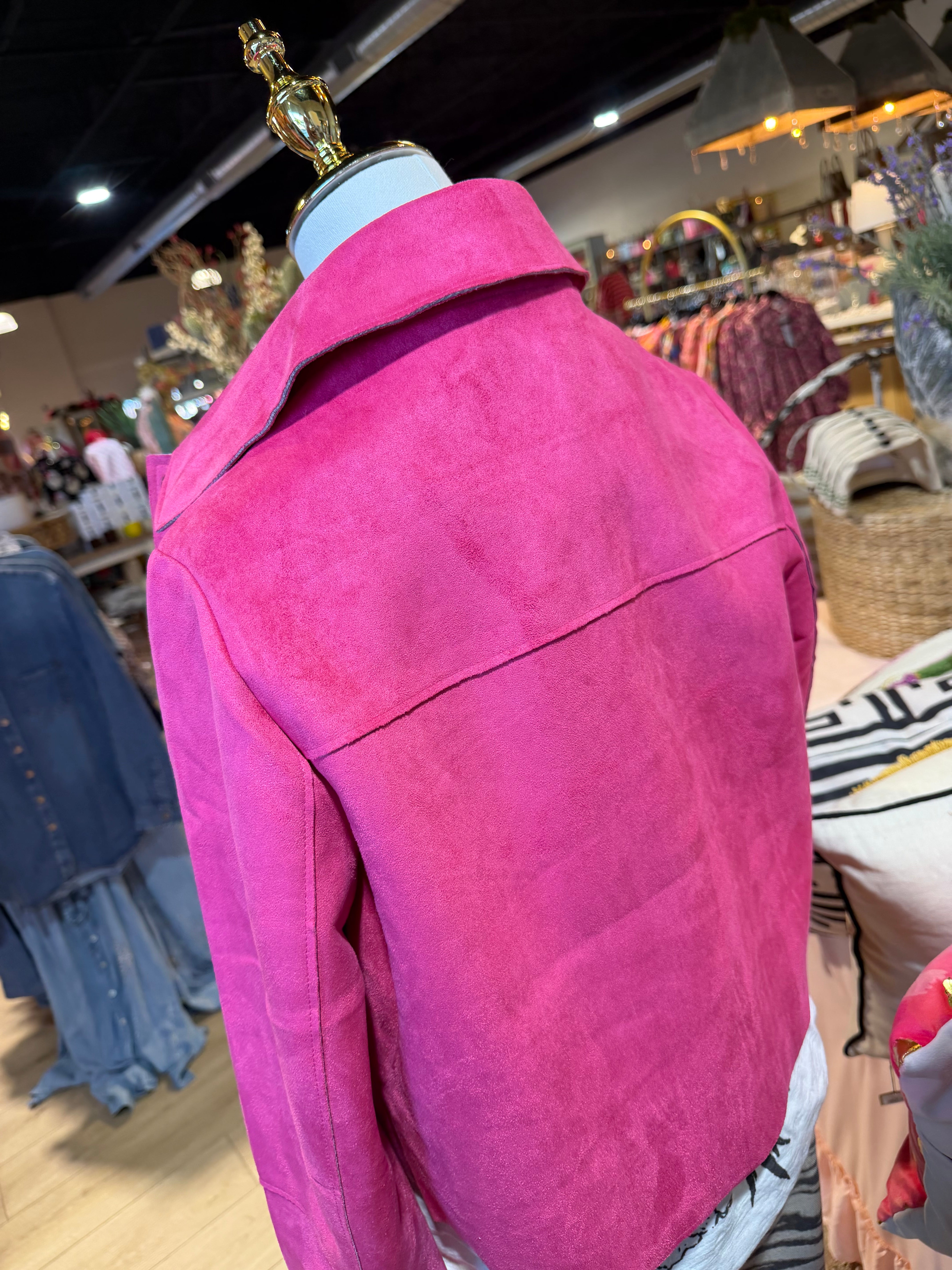Pink Suede Pocket Jacket