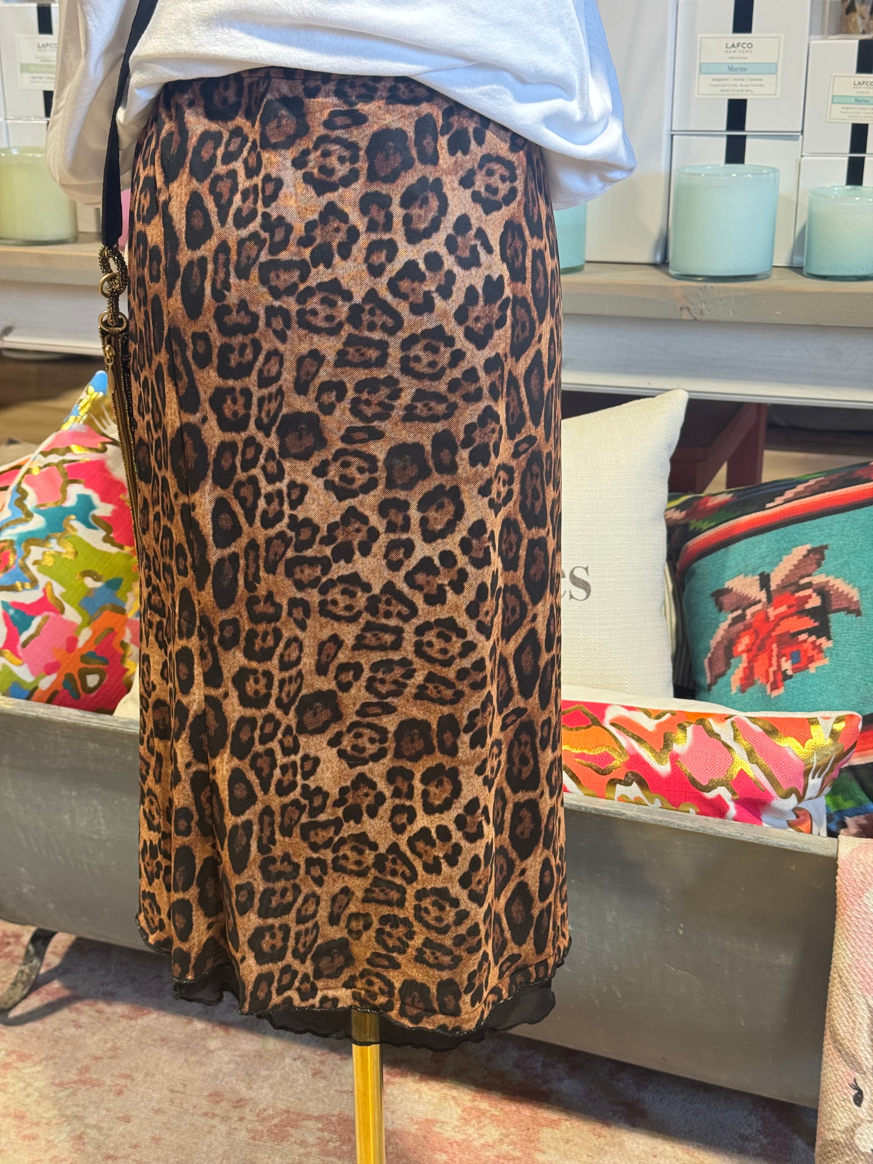 Suzi Leopard Mesh Midi Skirt