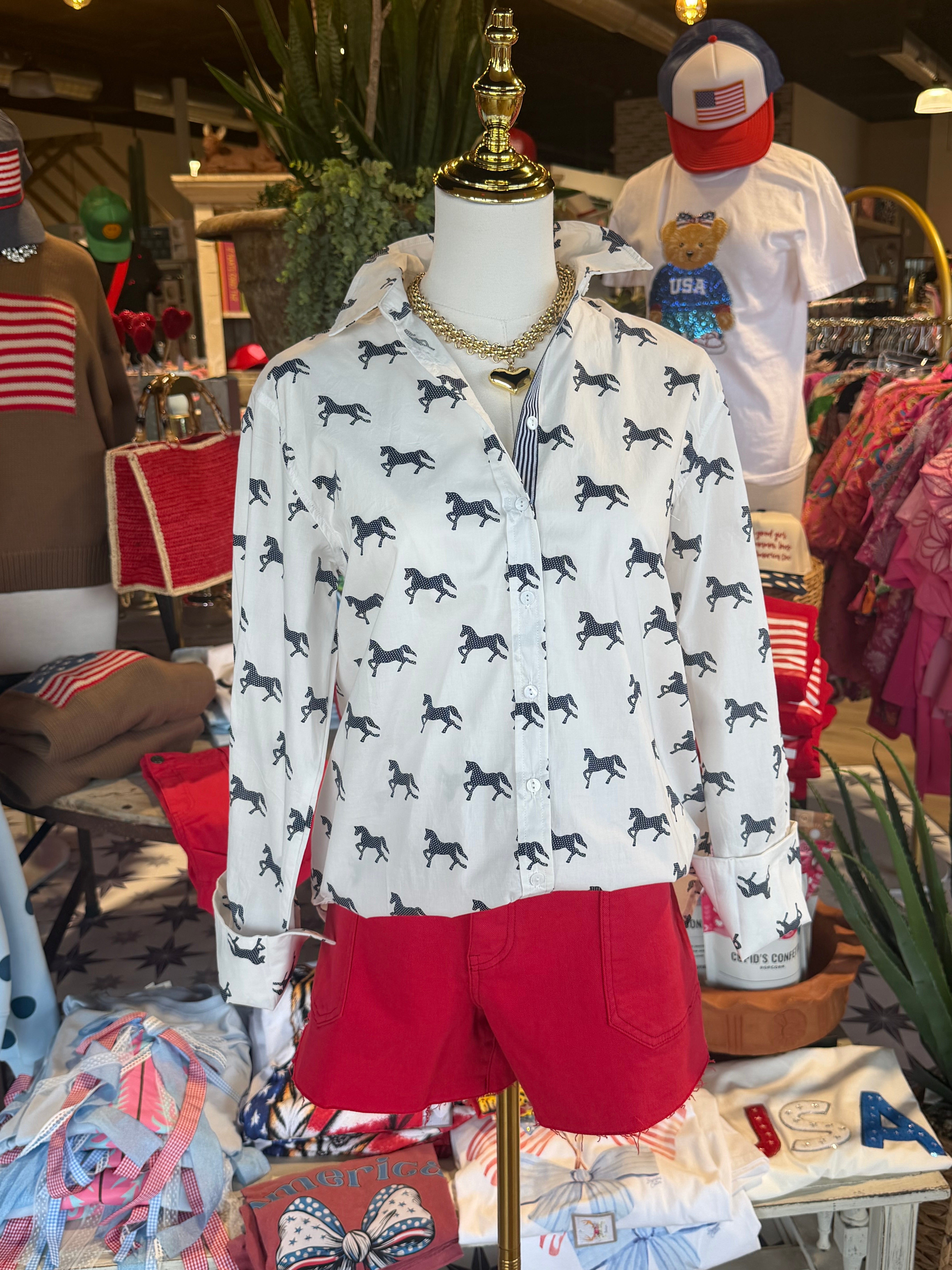 Navy Pony Club Blouse