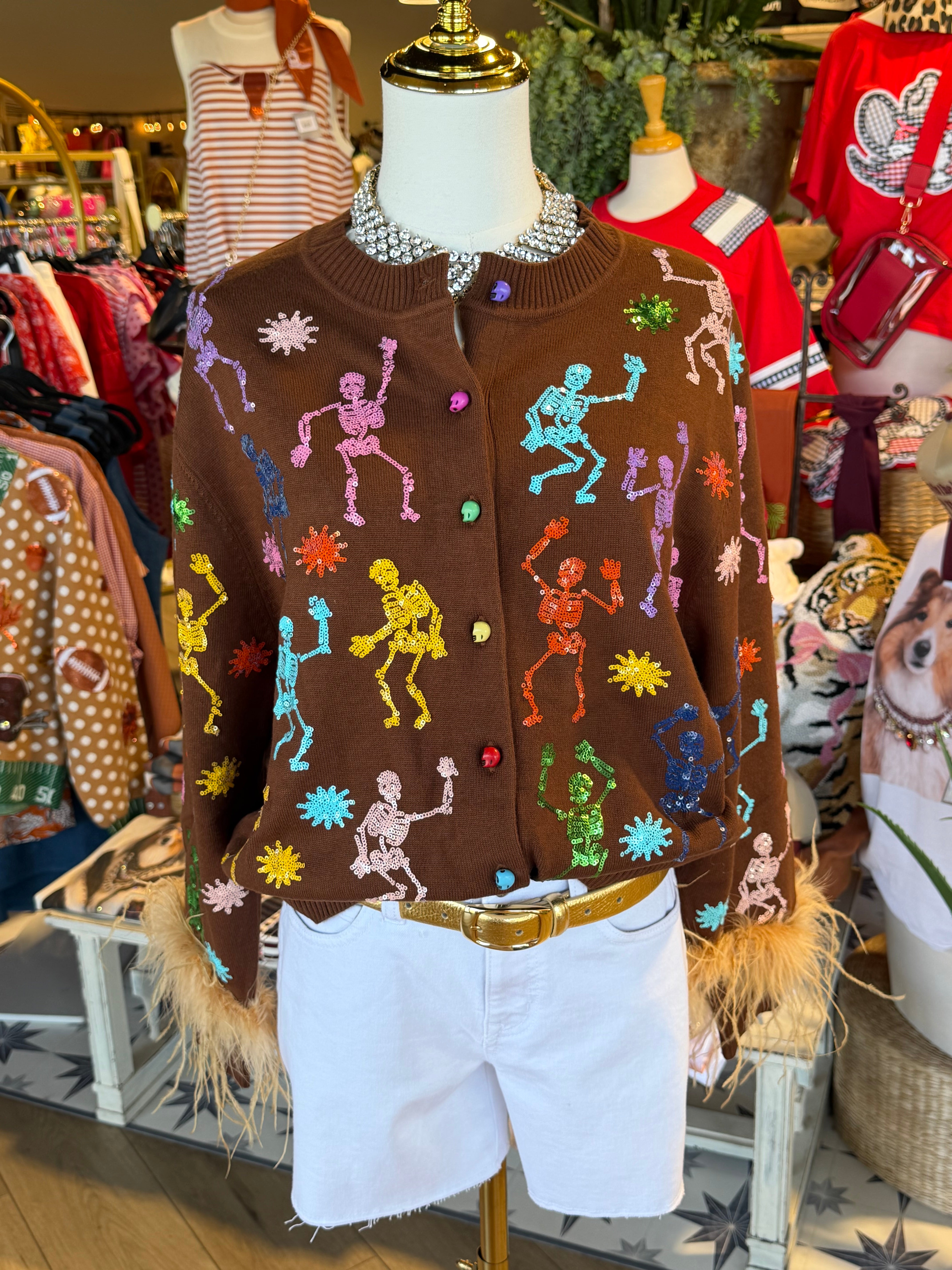 Skeleton Feather Button Up