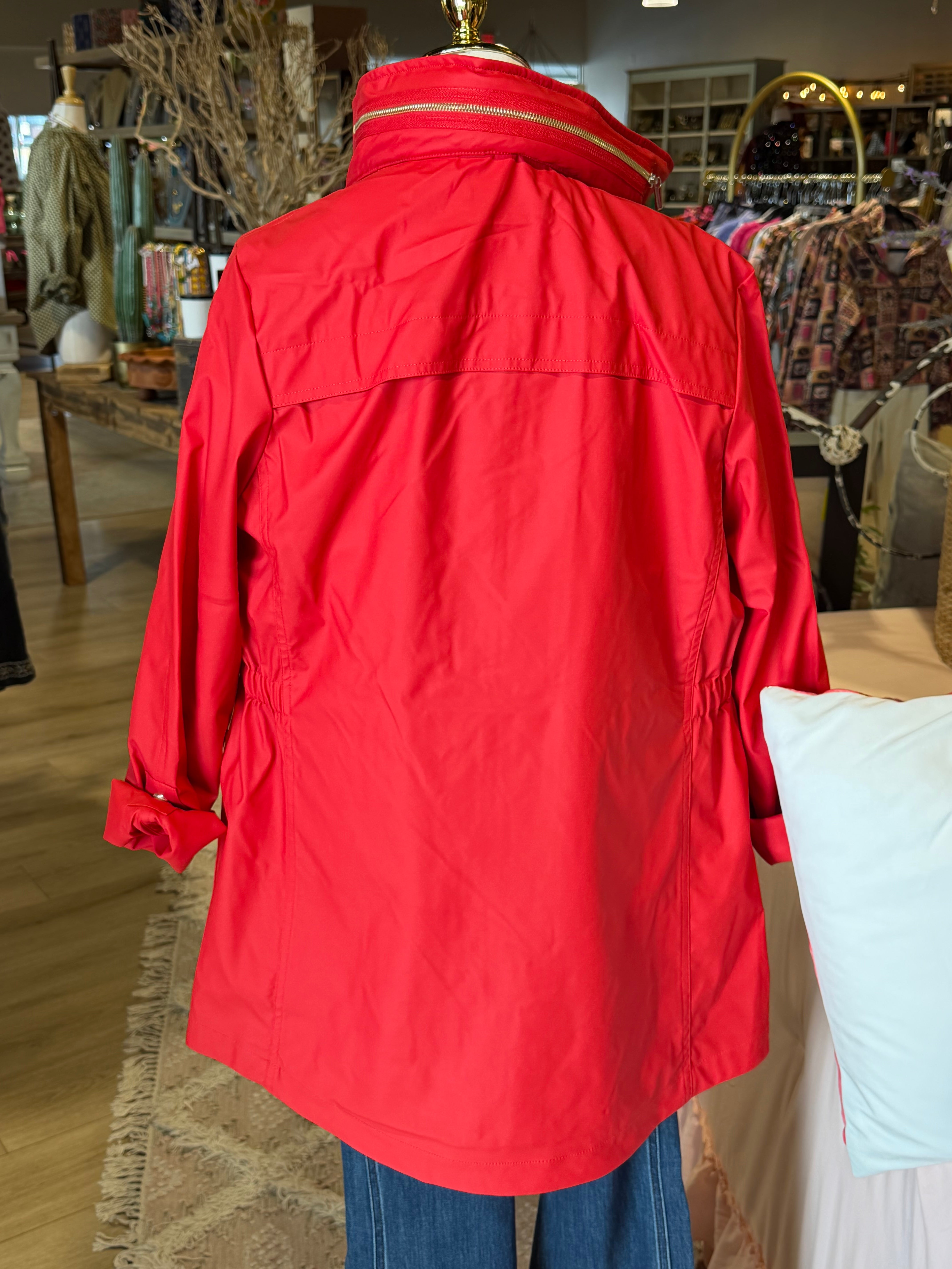 Luxury Rain Jacket- Red/White