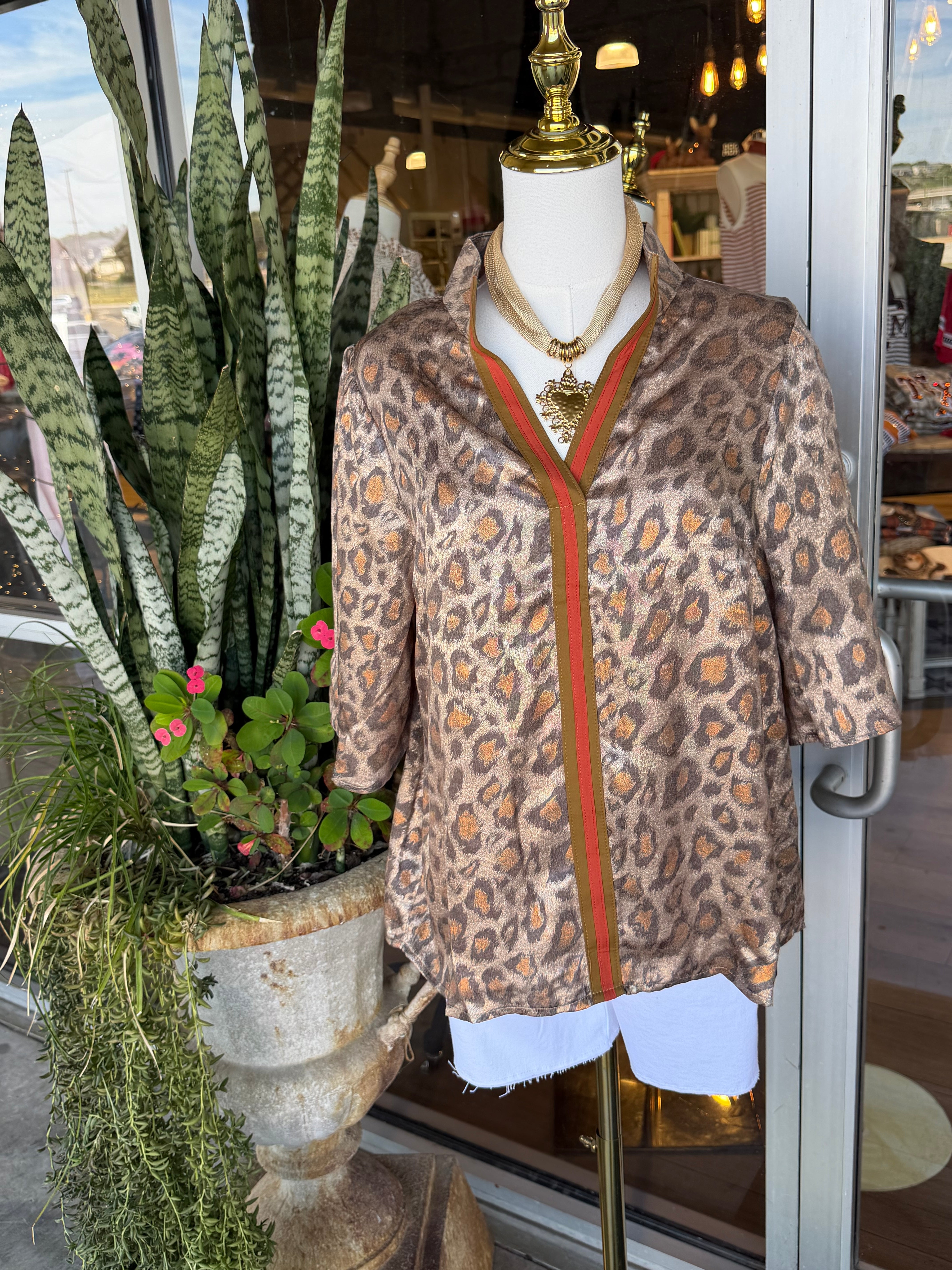 Metallic Leopard Top