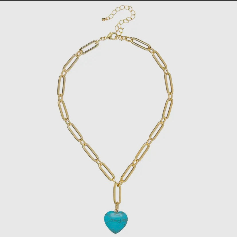 Monroe Heart Necklace - Turquoise