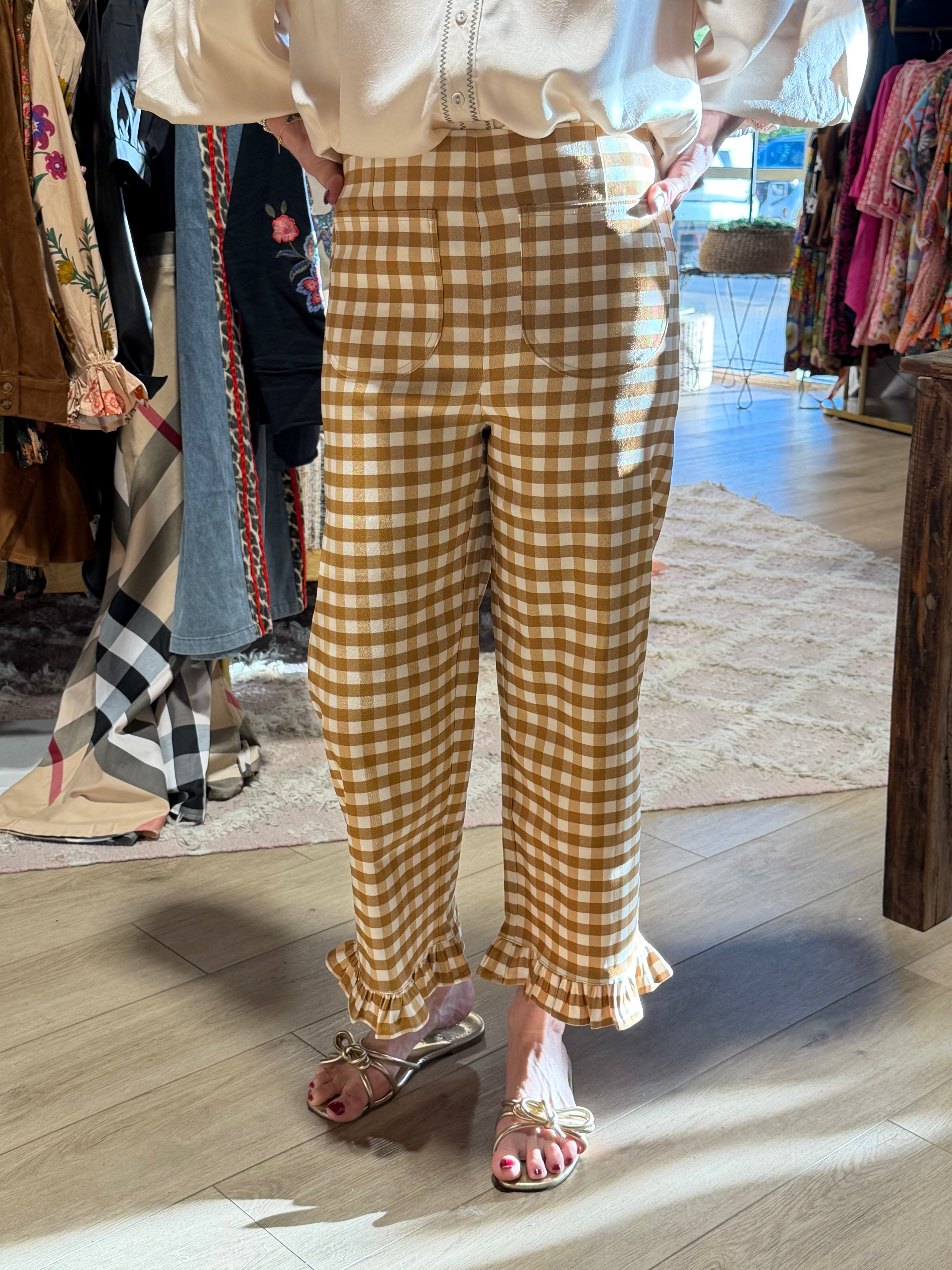 Gingham Ruffle Pants