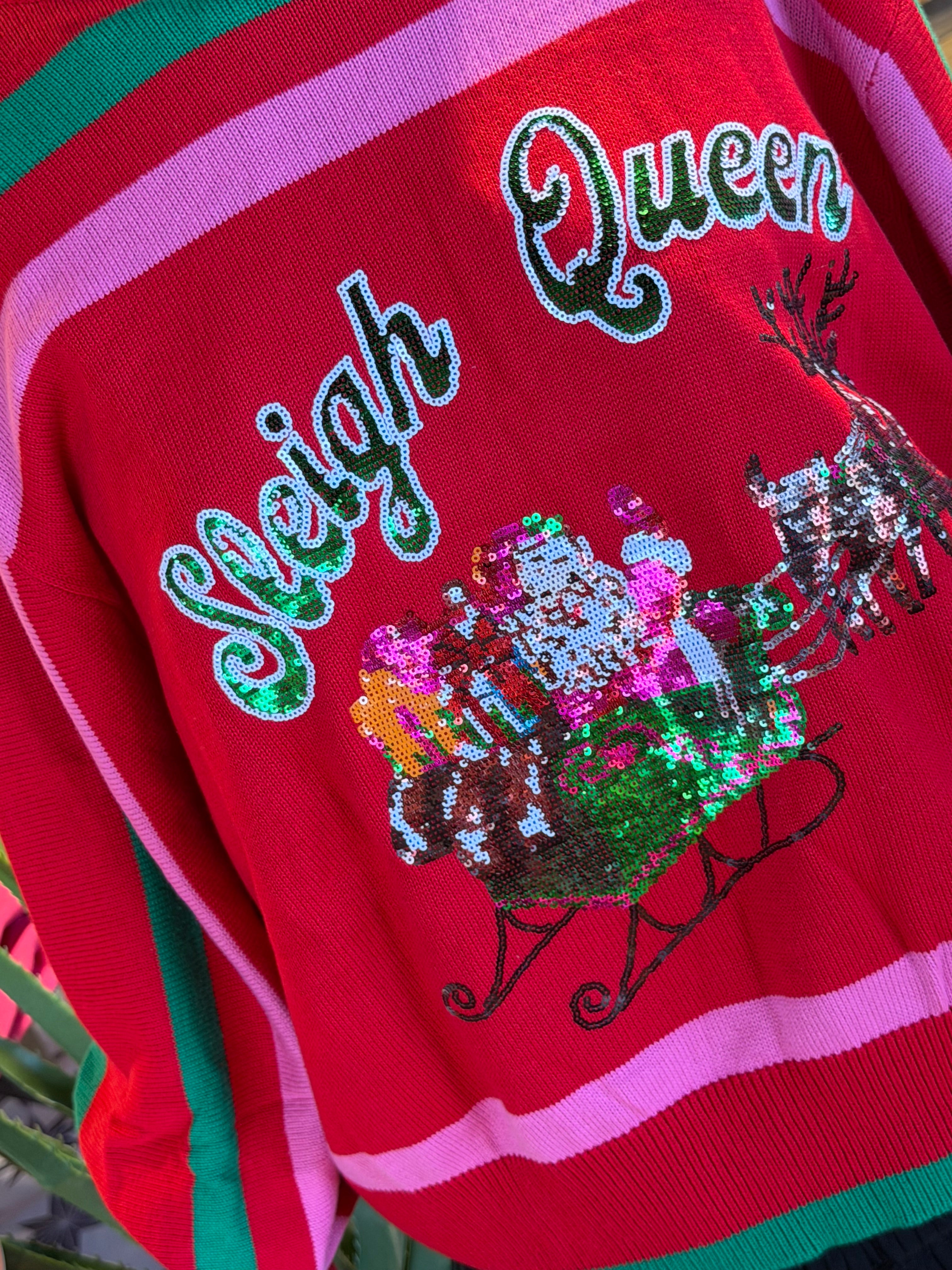Green and Pink Sleigh Santa