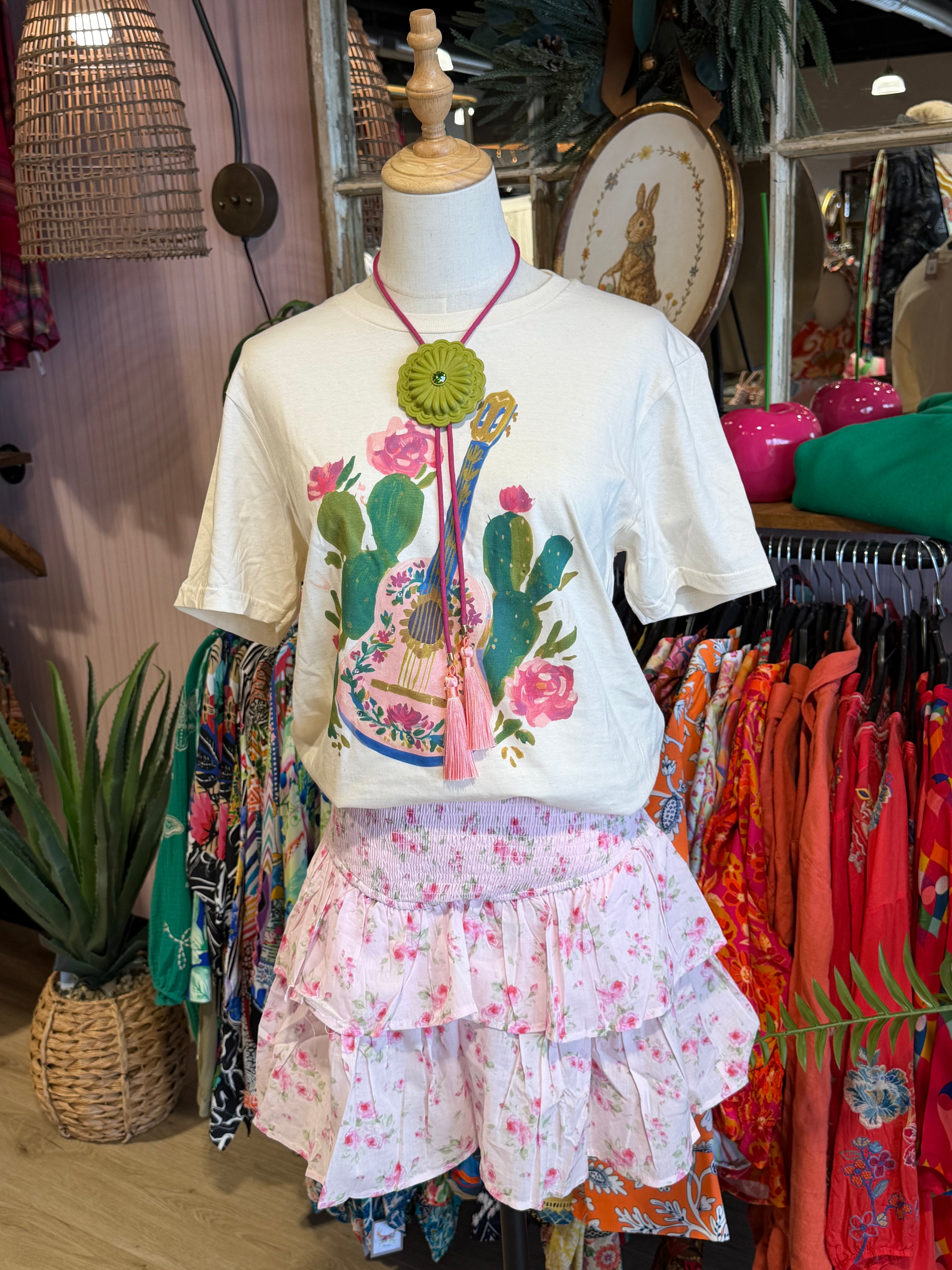 The Ellie Ruched Skort - Pink Floral Tiered Ruffle