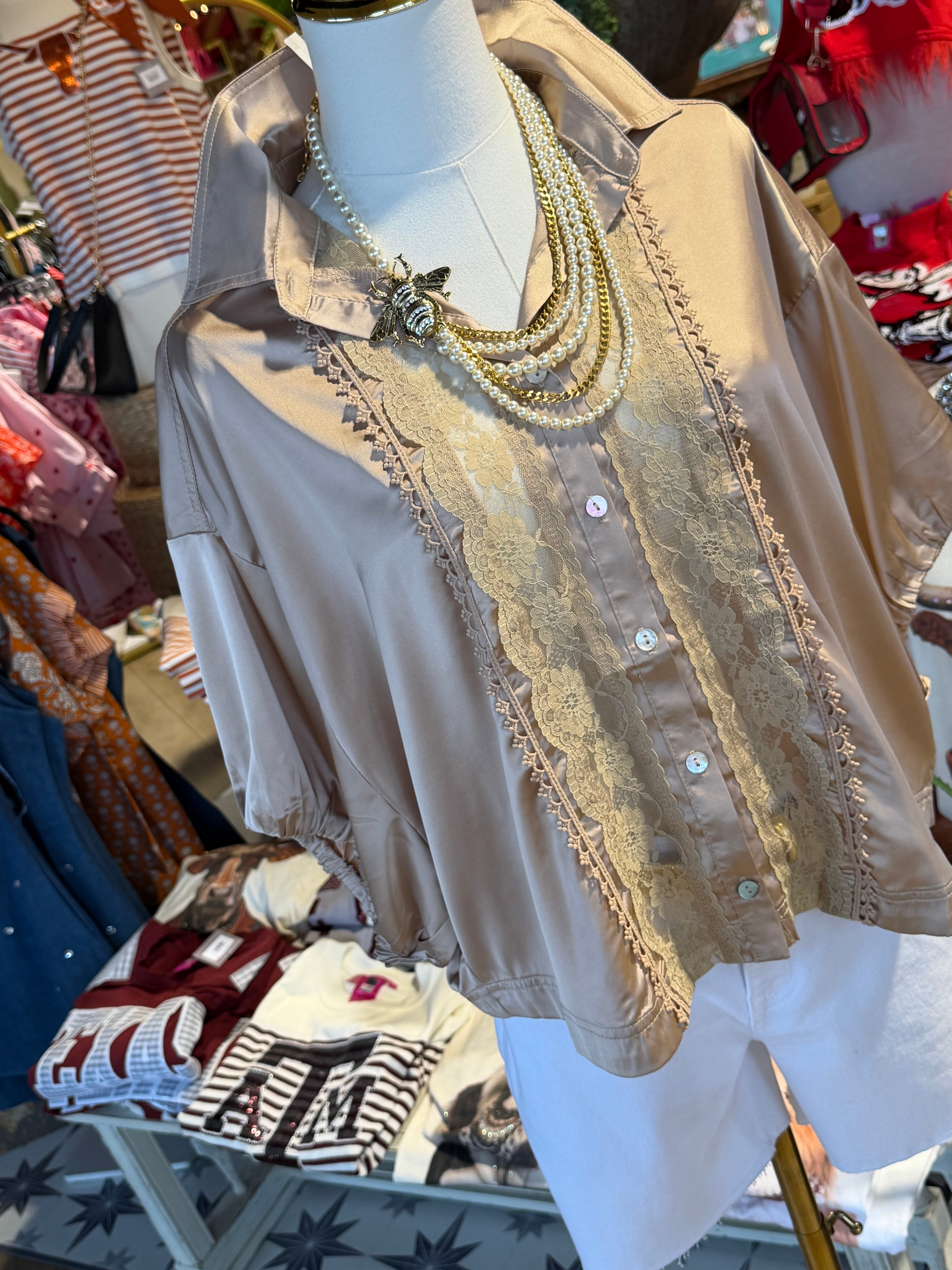 Satin Lace Top
