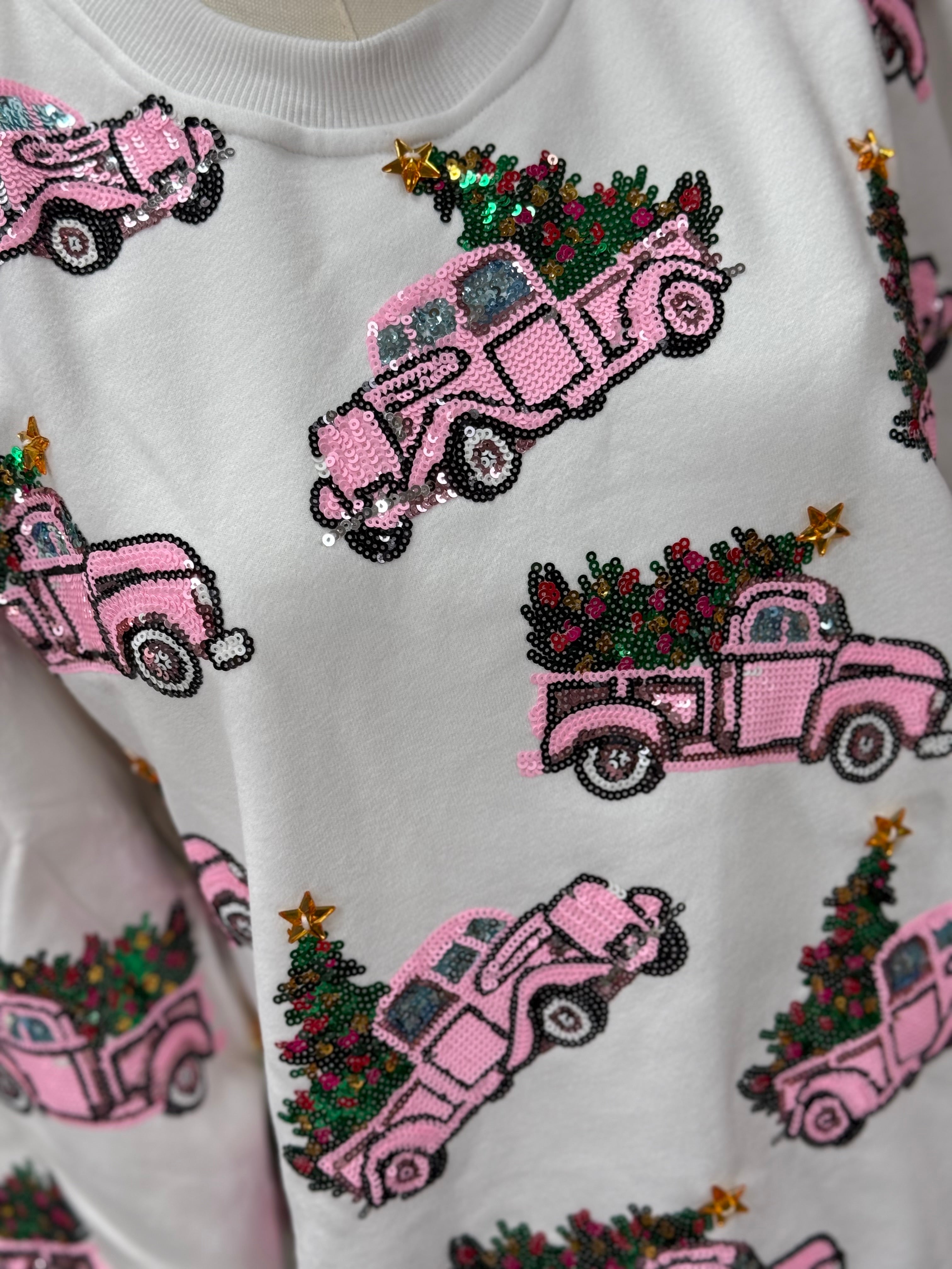 White Truck Christmas Tree Sweatshirt