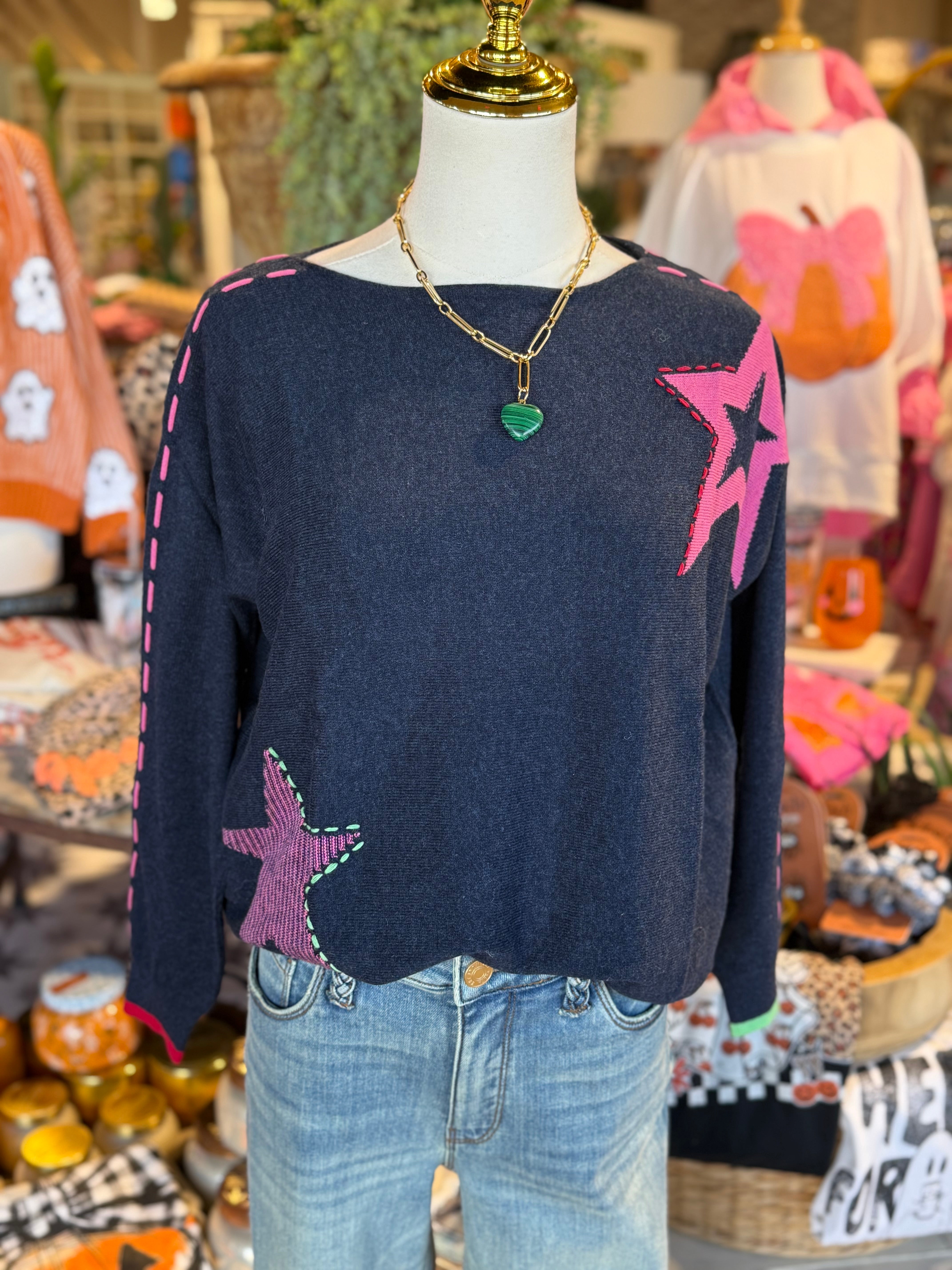 Star Sweater- DK Denim