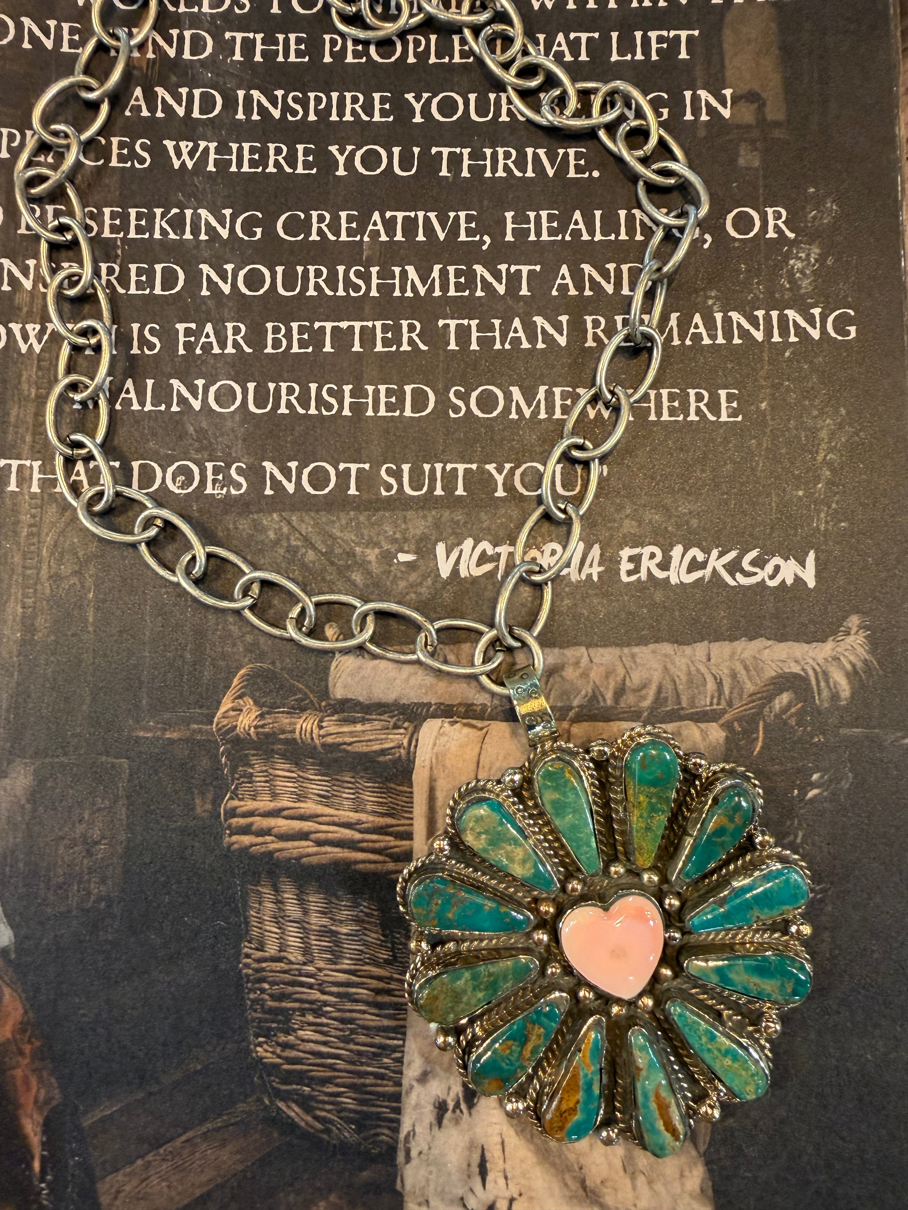 Pink Heart Flower Necklace