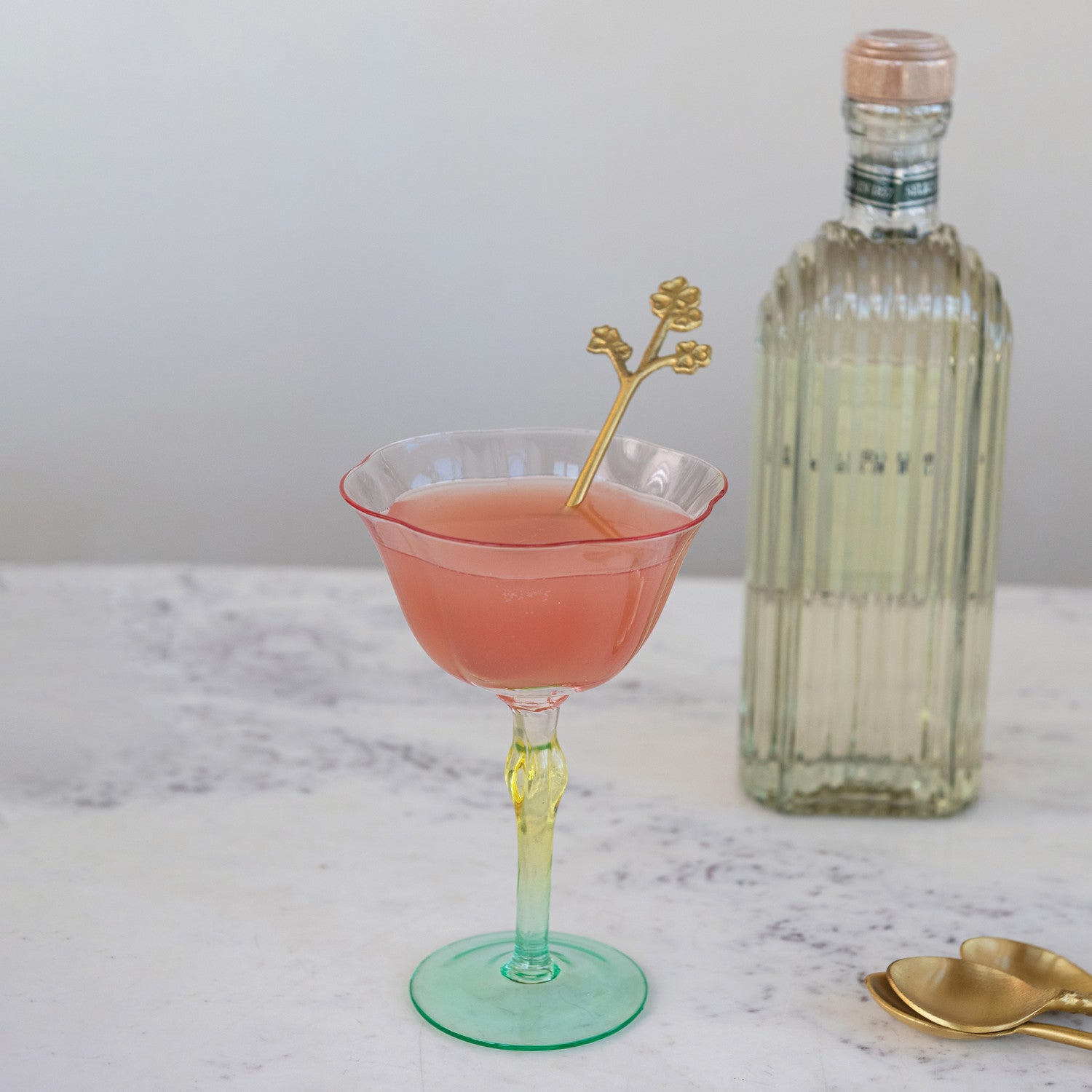 Pink, Yellow, Green Wine Glass