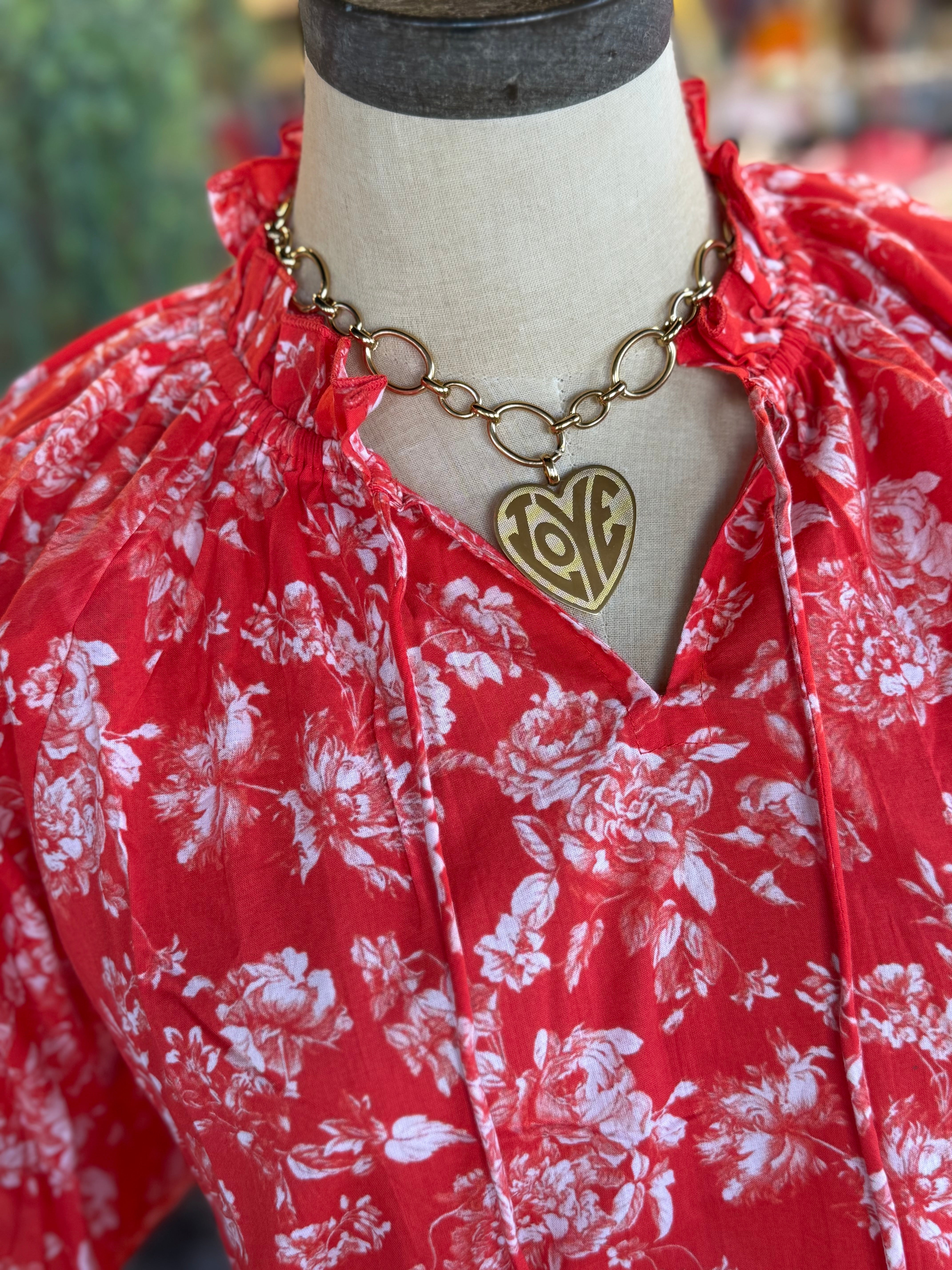 Haley Red Floral Top